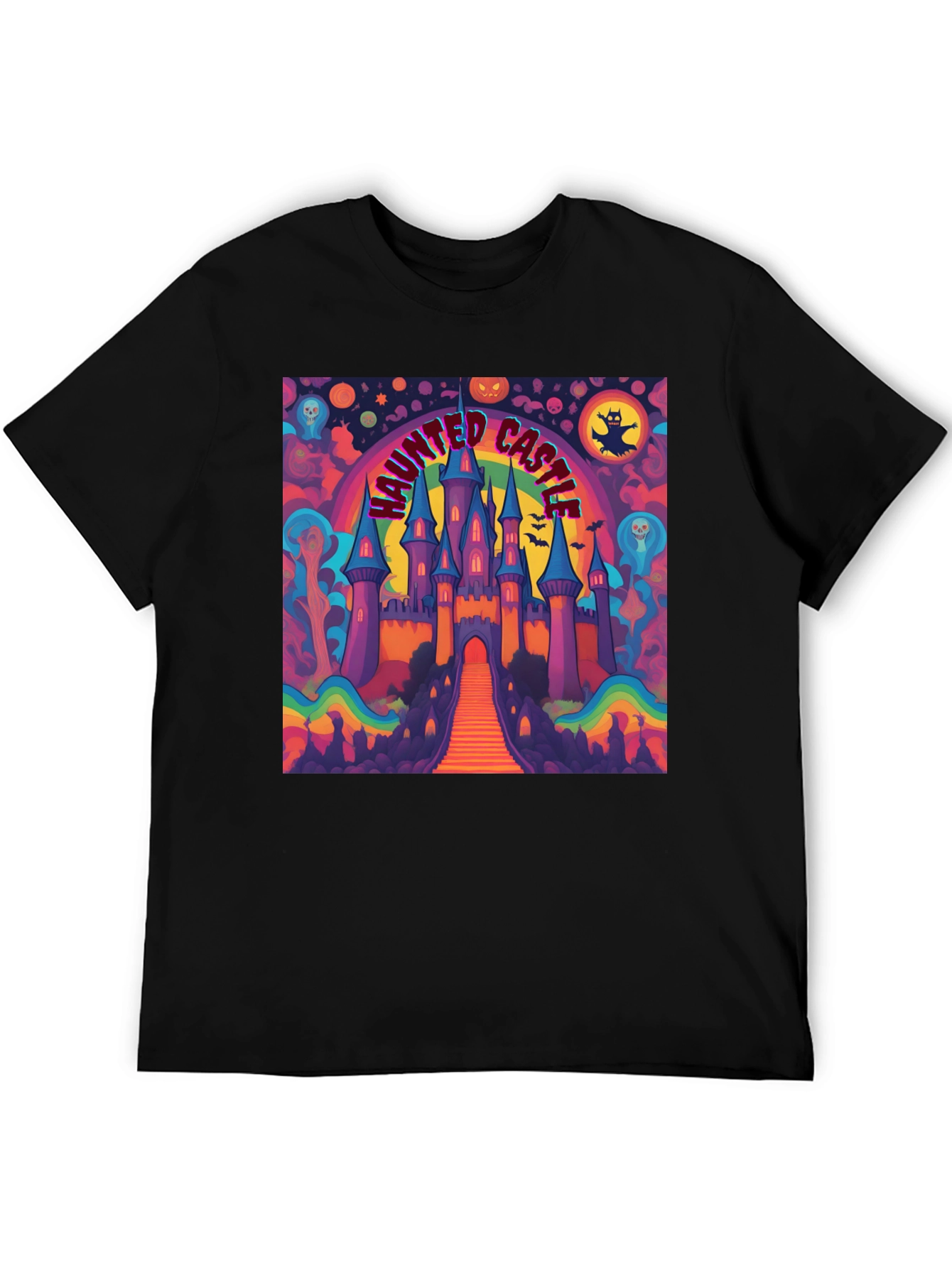 Black Haunted Castle Graphic Tee view 5