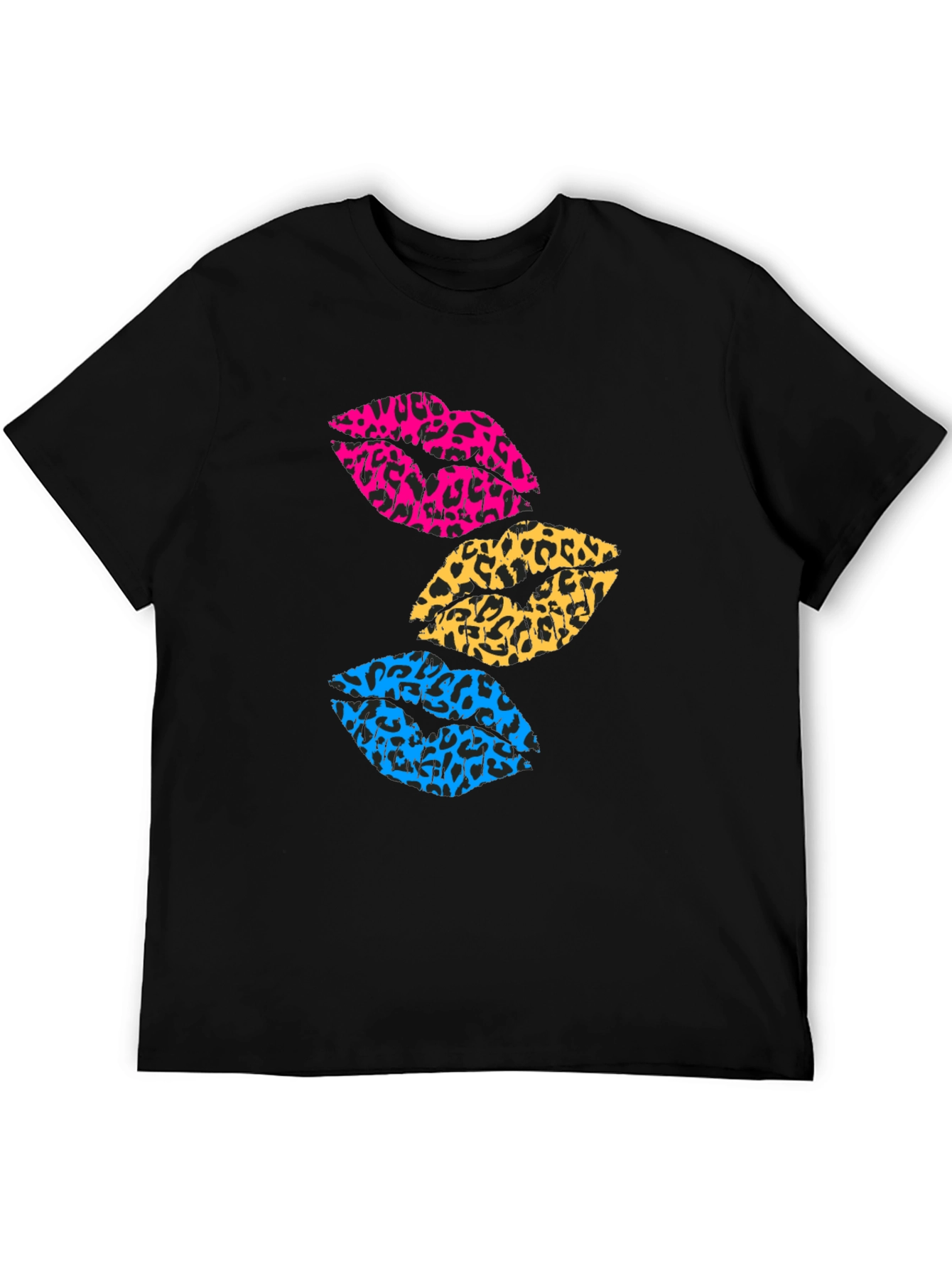 Black Leopard Print Lips Graphic Tee - Trendy Casual Shirt view 5
