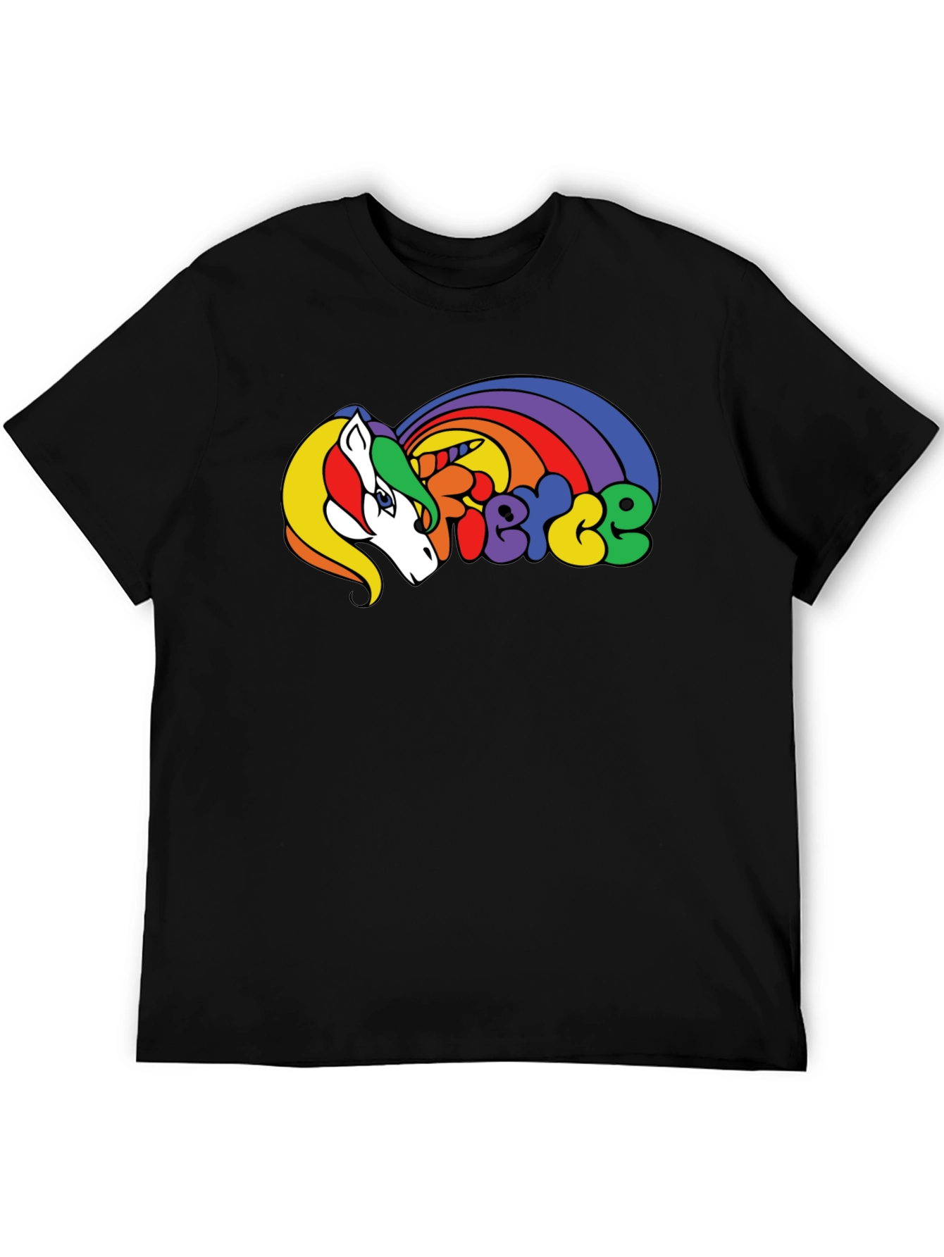 Black Fierce Unicorn Graphic T-Shirt - Black view 5