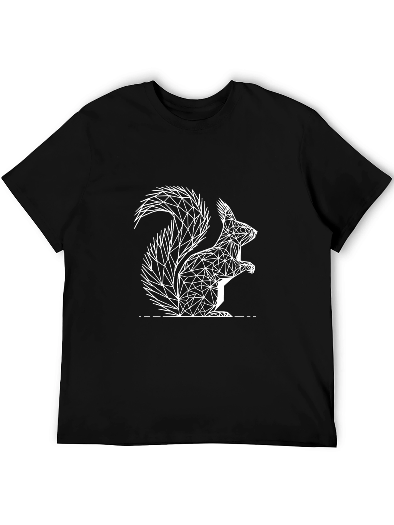 Black Geometric Squirrel Graphic Tee - Black Cotton T-Shirt view 5