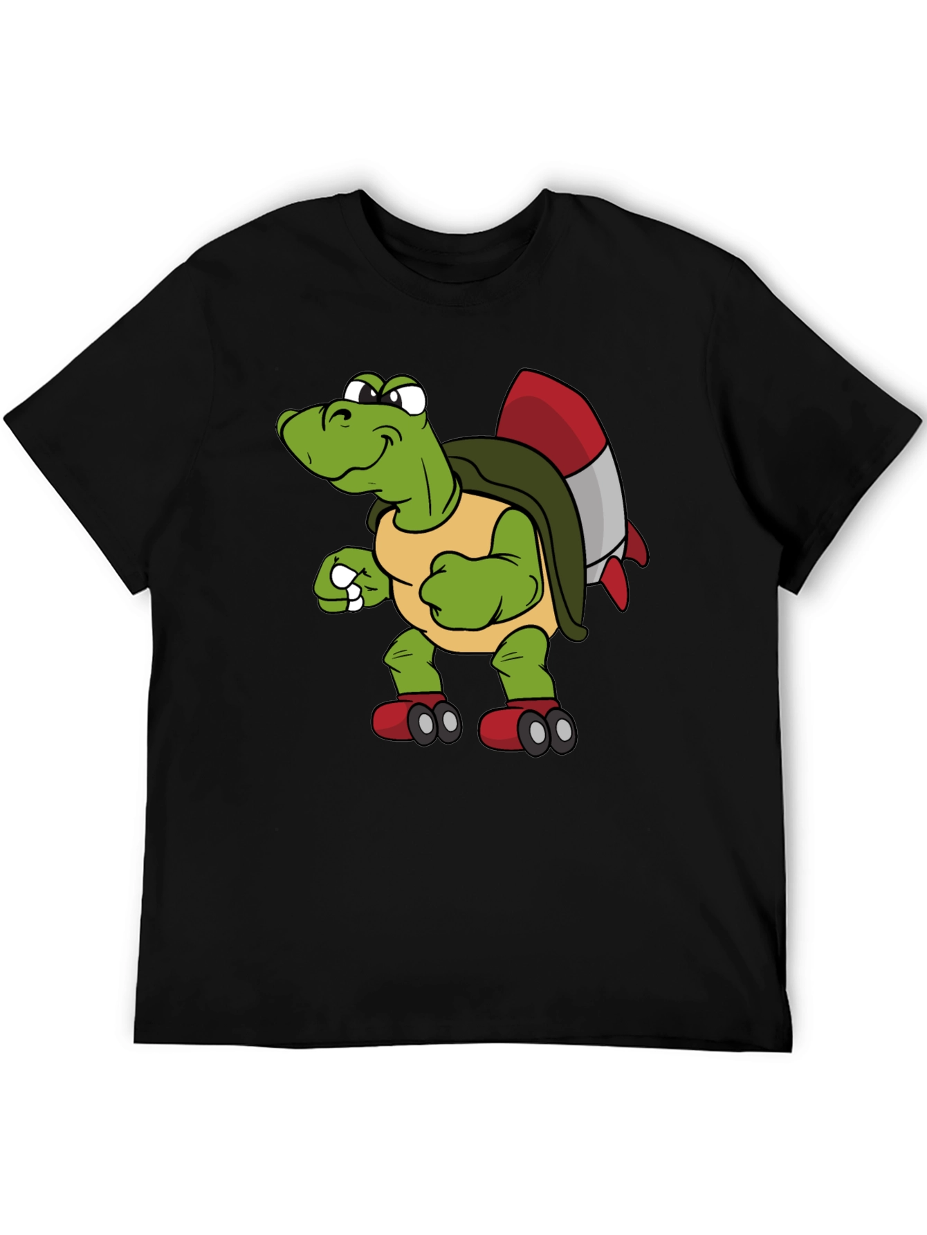 Black Turtle Rocket Shirt - Unique Cartoon Tee view 5