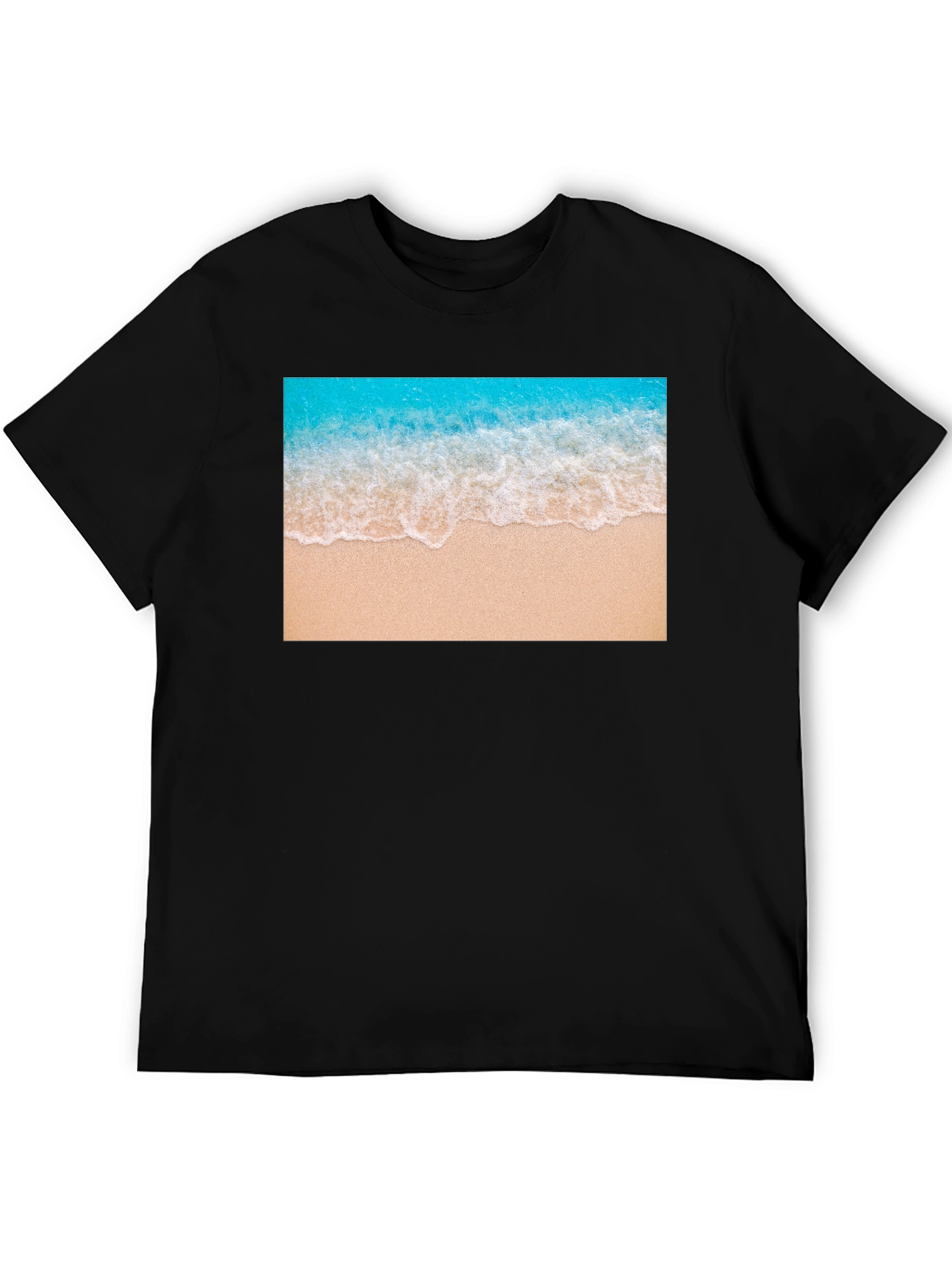 Black Beach Wave Graphic Black T-Shirt view 5