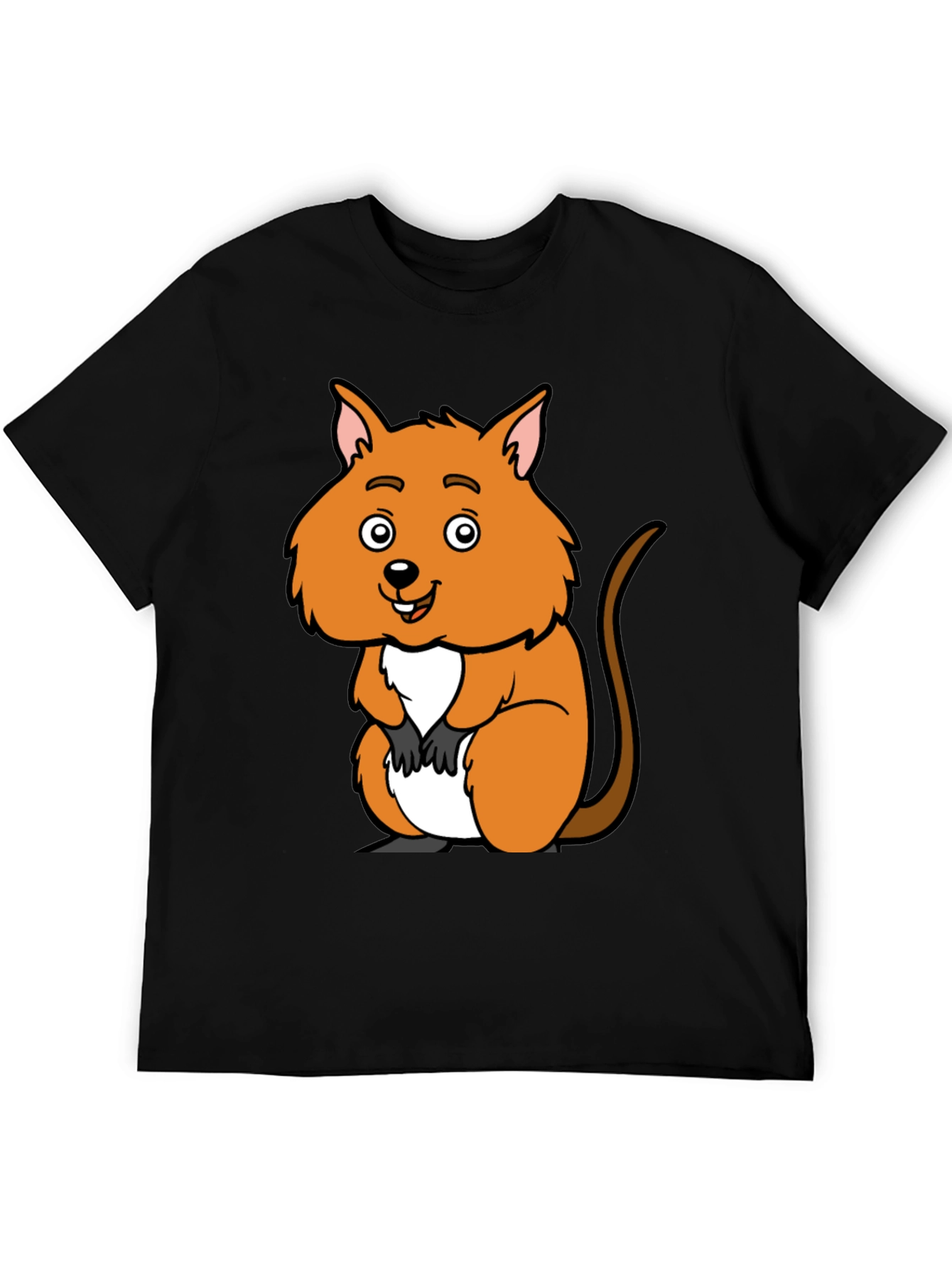 Black Cute Quokka Cartoon Black T-Shirt view 5