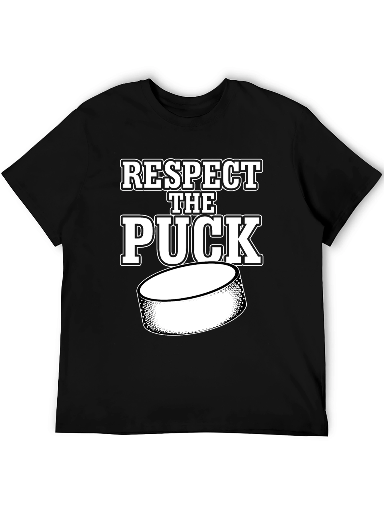 Black Respect the Puck Hockey T-Shirt view 5