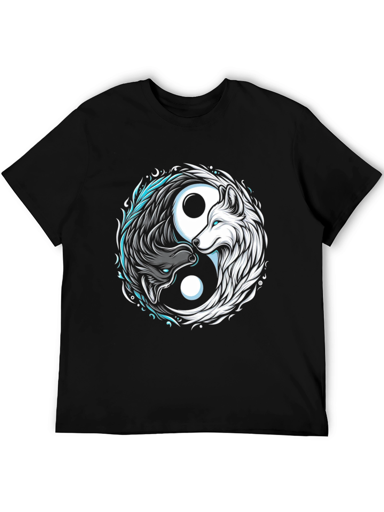 Black Yin Yang Wolf Graphic Tee - Balance & Style view 5