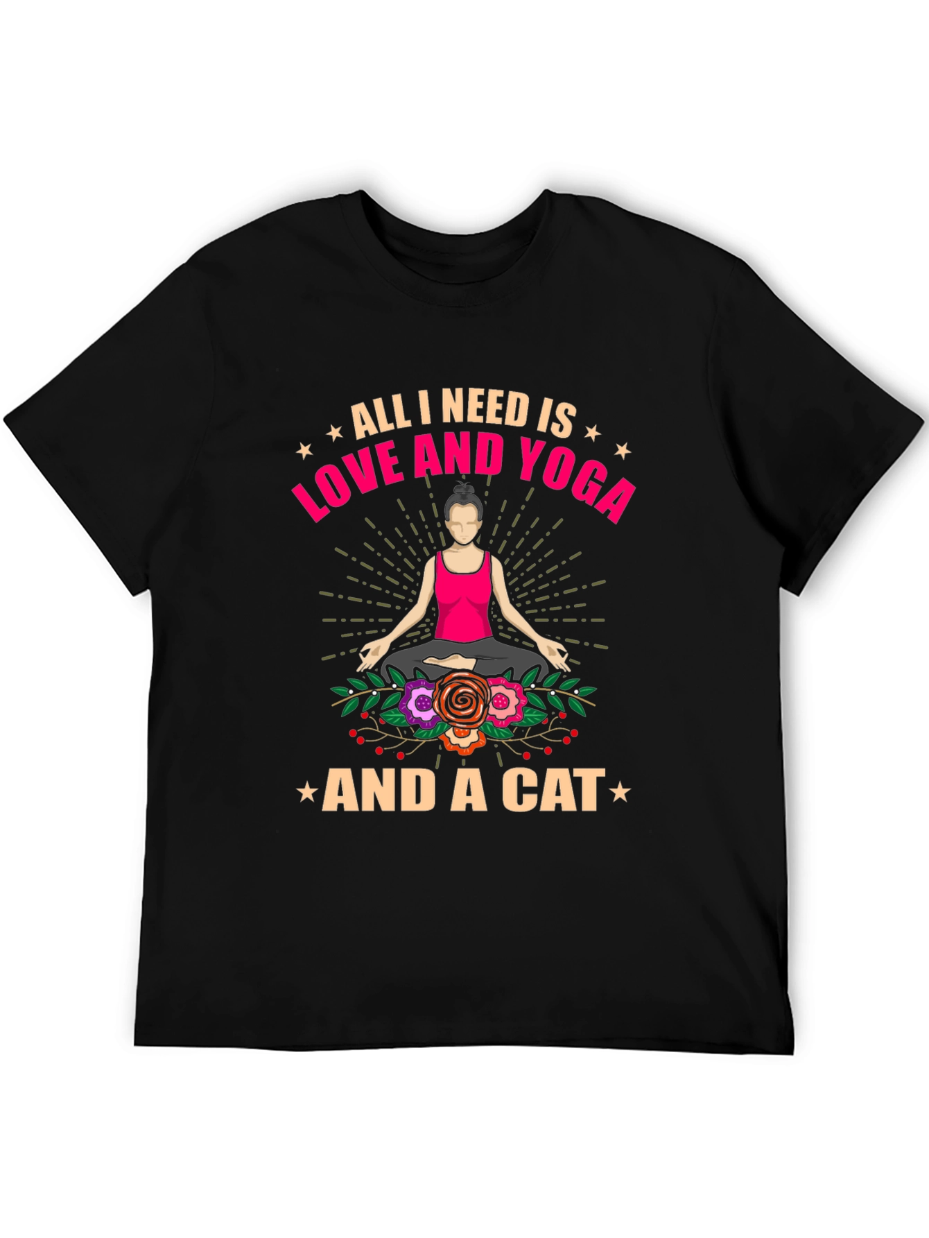 Black Love, Yoga, and Cats T-Shirt - Relaxed Fit view 5