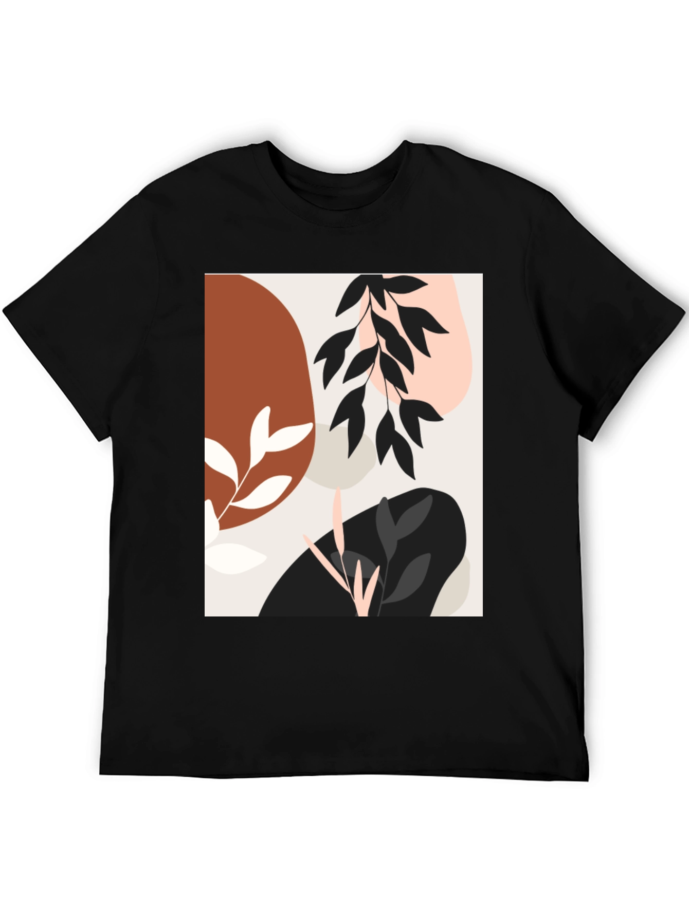 Black Modern Abstract Graphic Print Black T-Shirt view 5