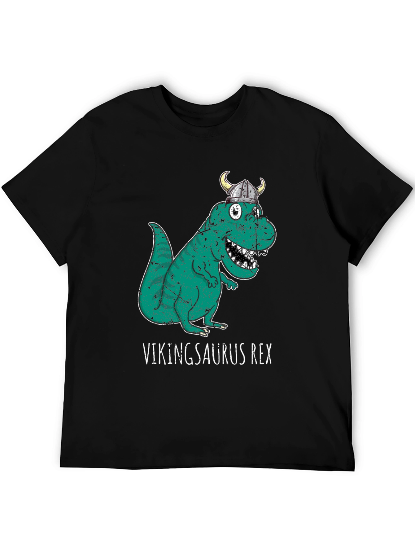 Black Vikingsaurus Rex T-Shirt - Novelty Dinosaur Tee view 5