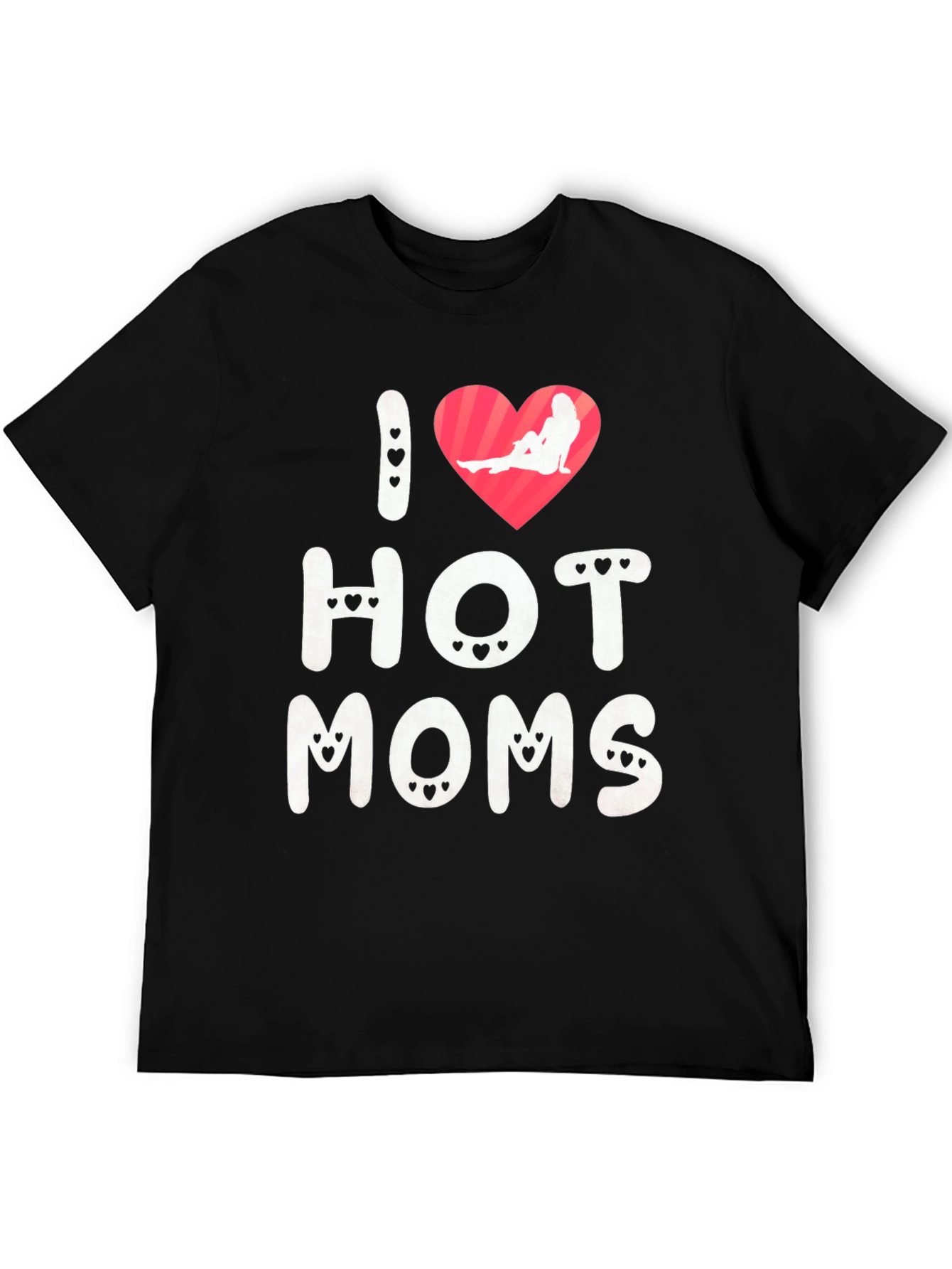 Black I Heart Hot Moms Graphic Tee - Novelty T-Shirt view 5