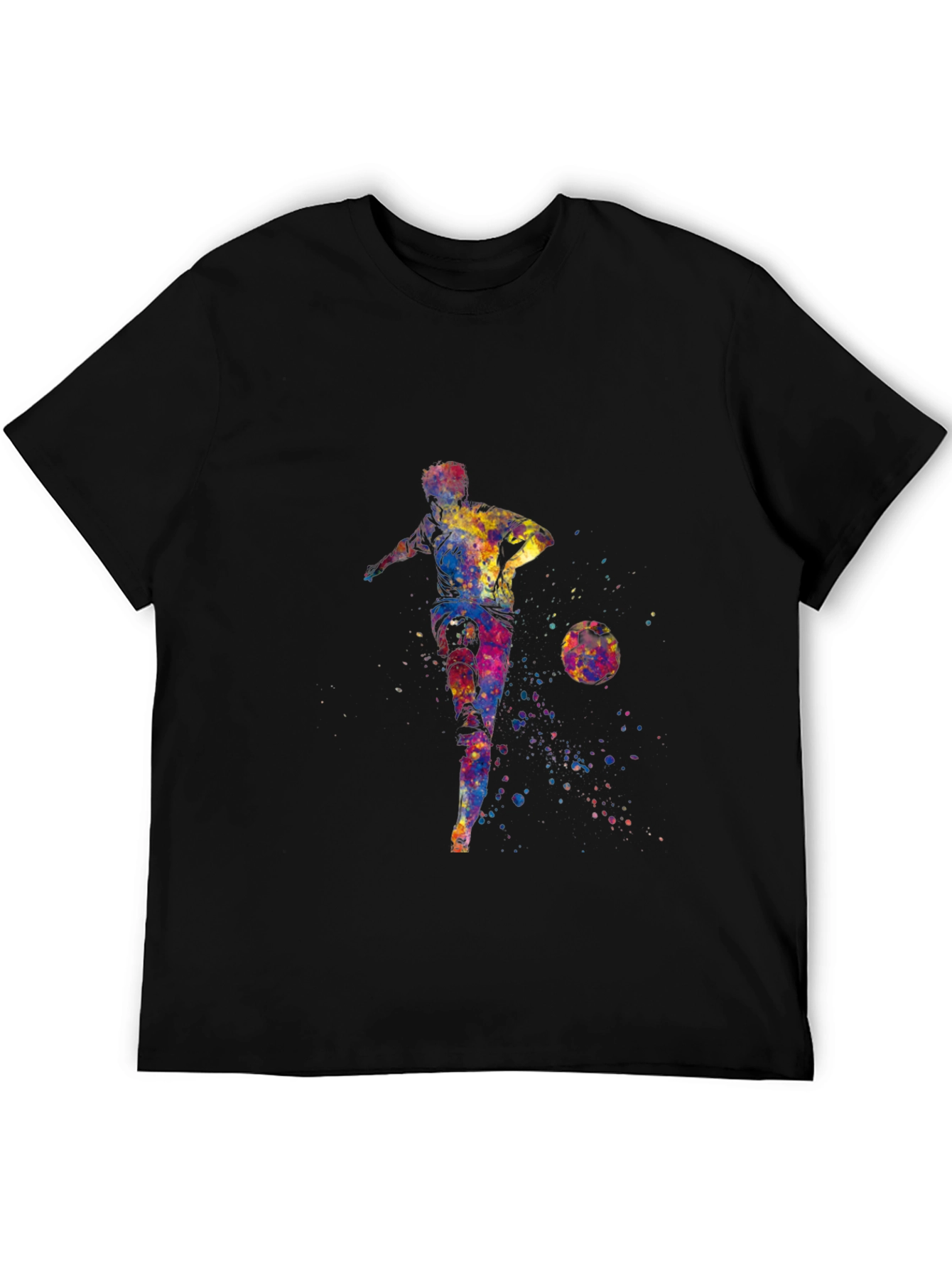 Black Colorful Soccer Player T-Shirt view 5