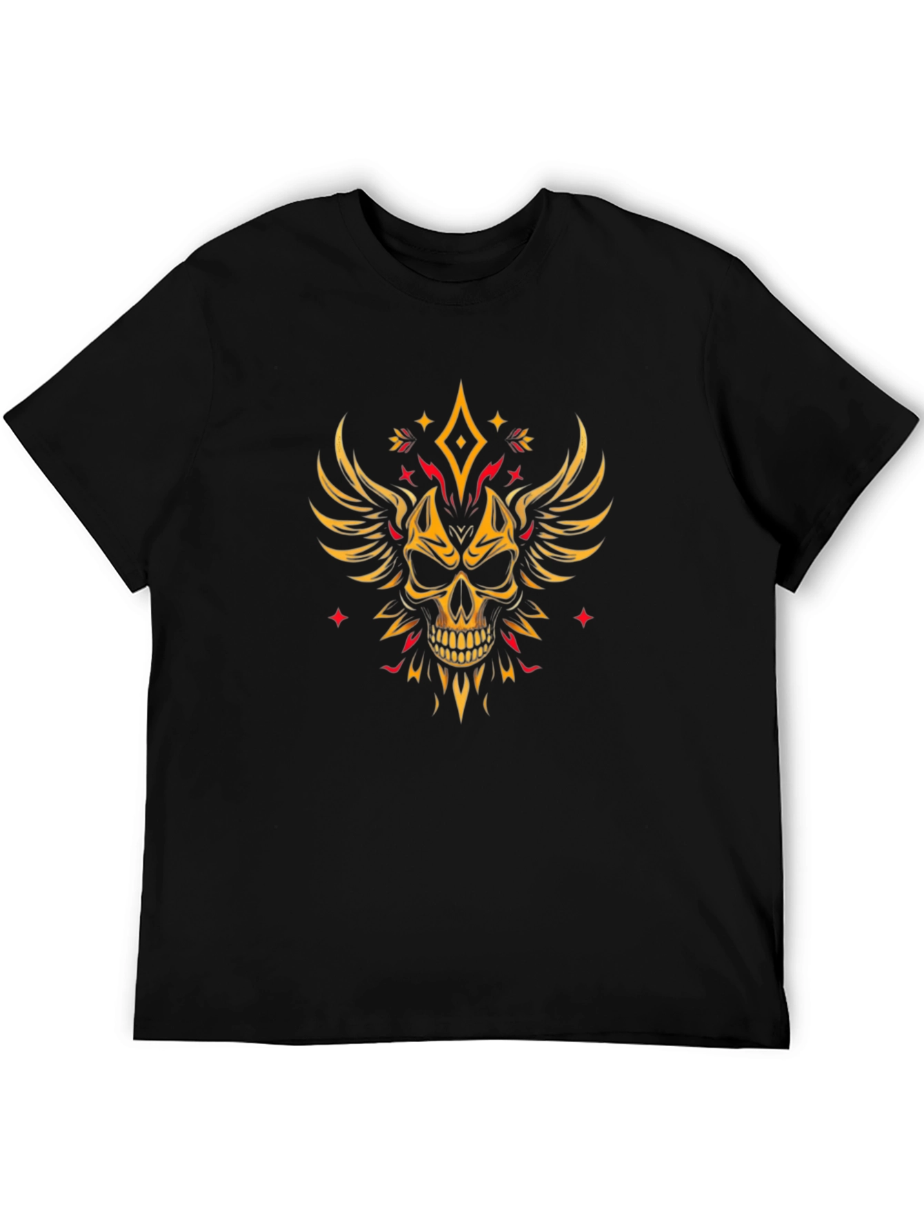 Winged Skull Graphic Tee - Edgy Black T-Shirt - 5