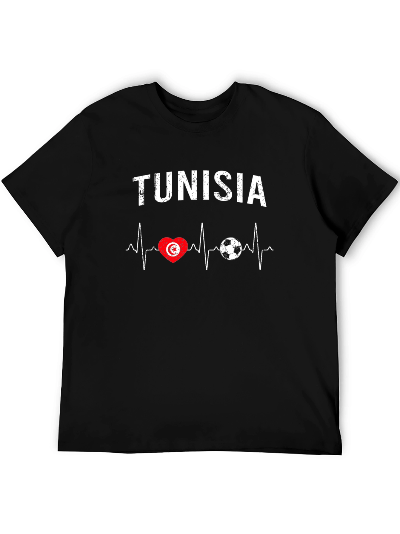 Black Tunisia Heartbeat Soccer T-Shirt view 5
