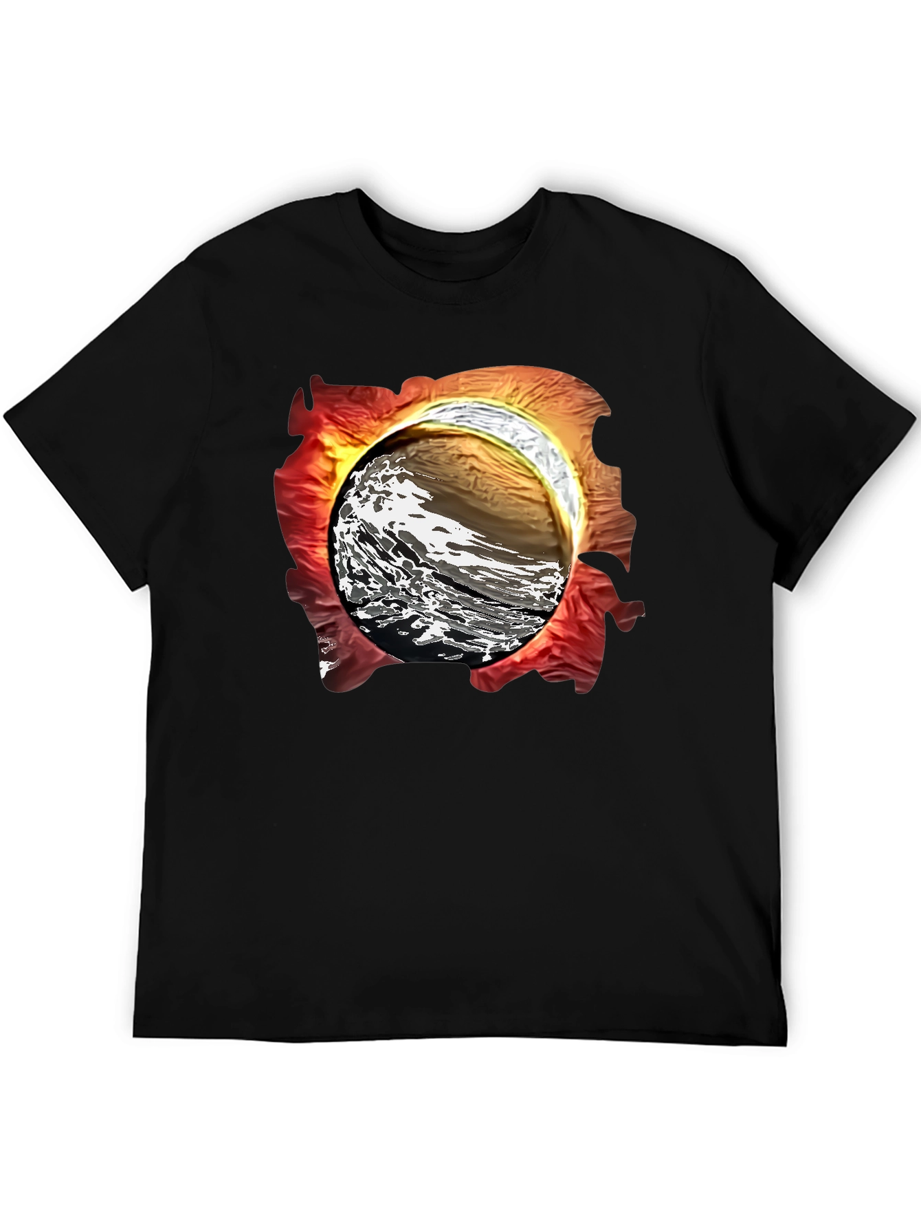 Black Abstract Wave Graphic T-Shirt view 5