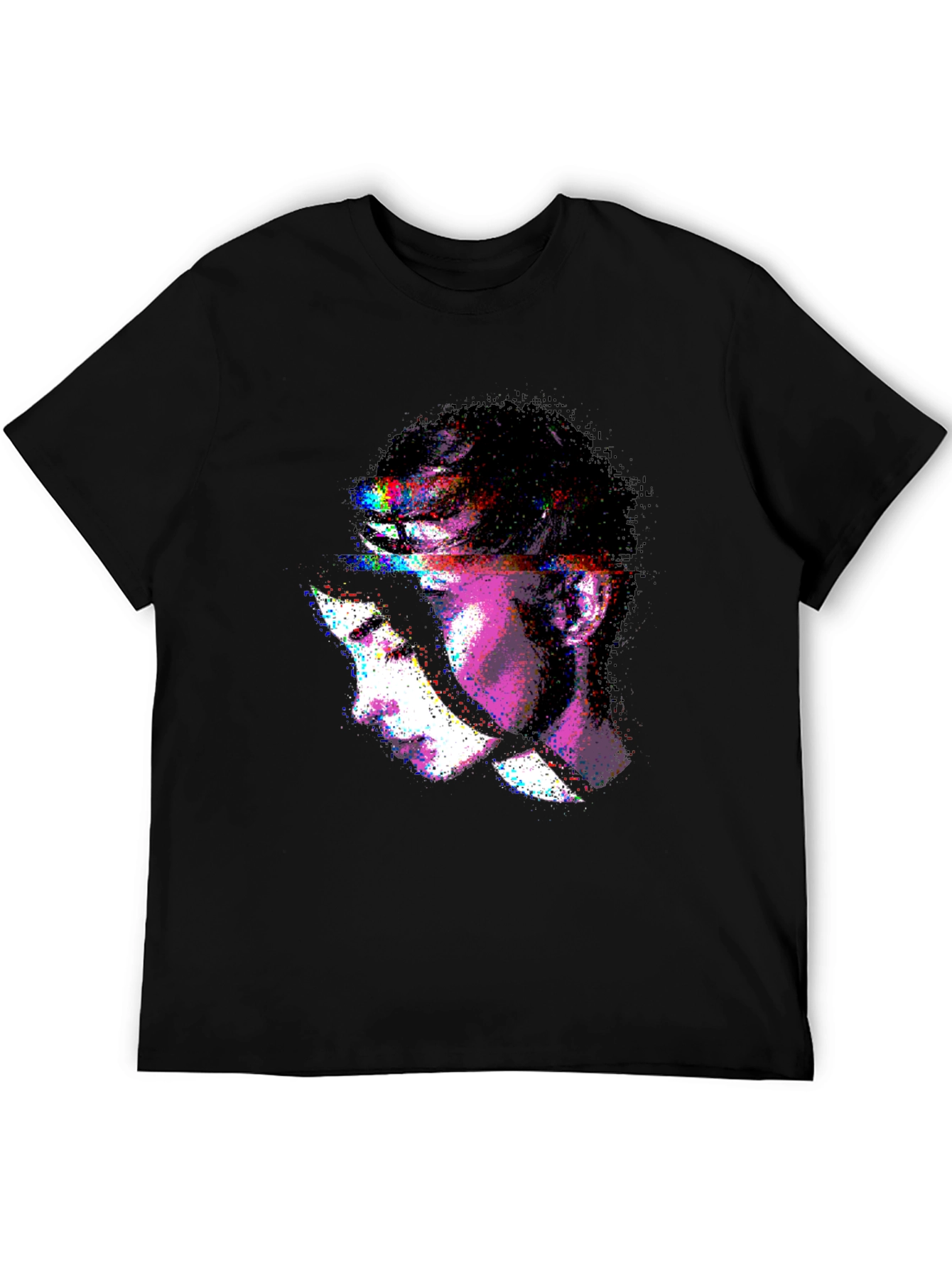 Black Abstract Face Graphic Black T-Shirt view 5
