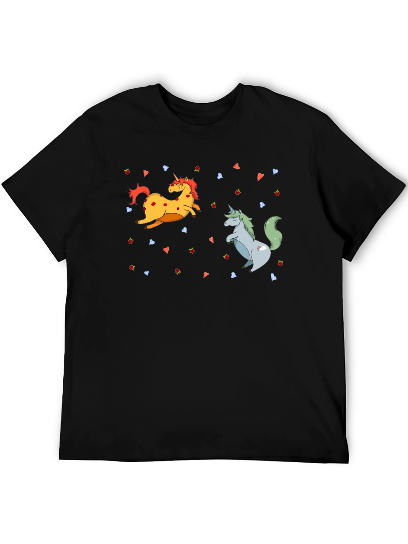 Black Unicorns & Strawberries Graphic T-Shirt - Black view 5