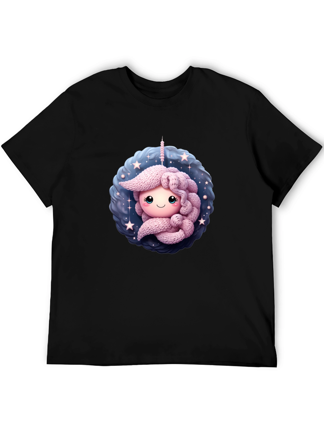 Black Cute Unicorn Black T-Shirt view 5