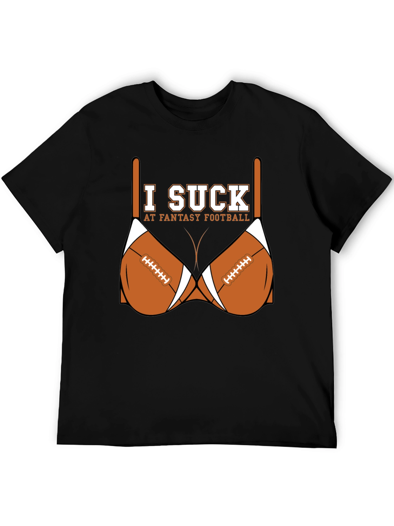 Black I Suck at Fantasy Football T-Shirt view 5