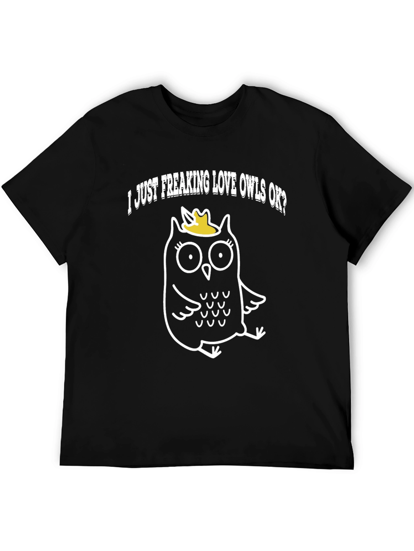 Black I Love Owls T-Shirt - Black Cotton Tee view 5