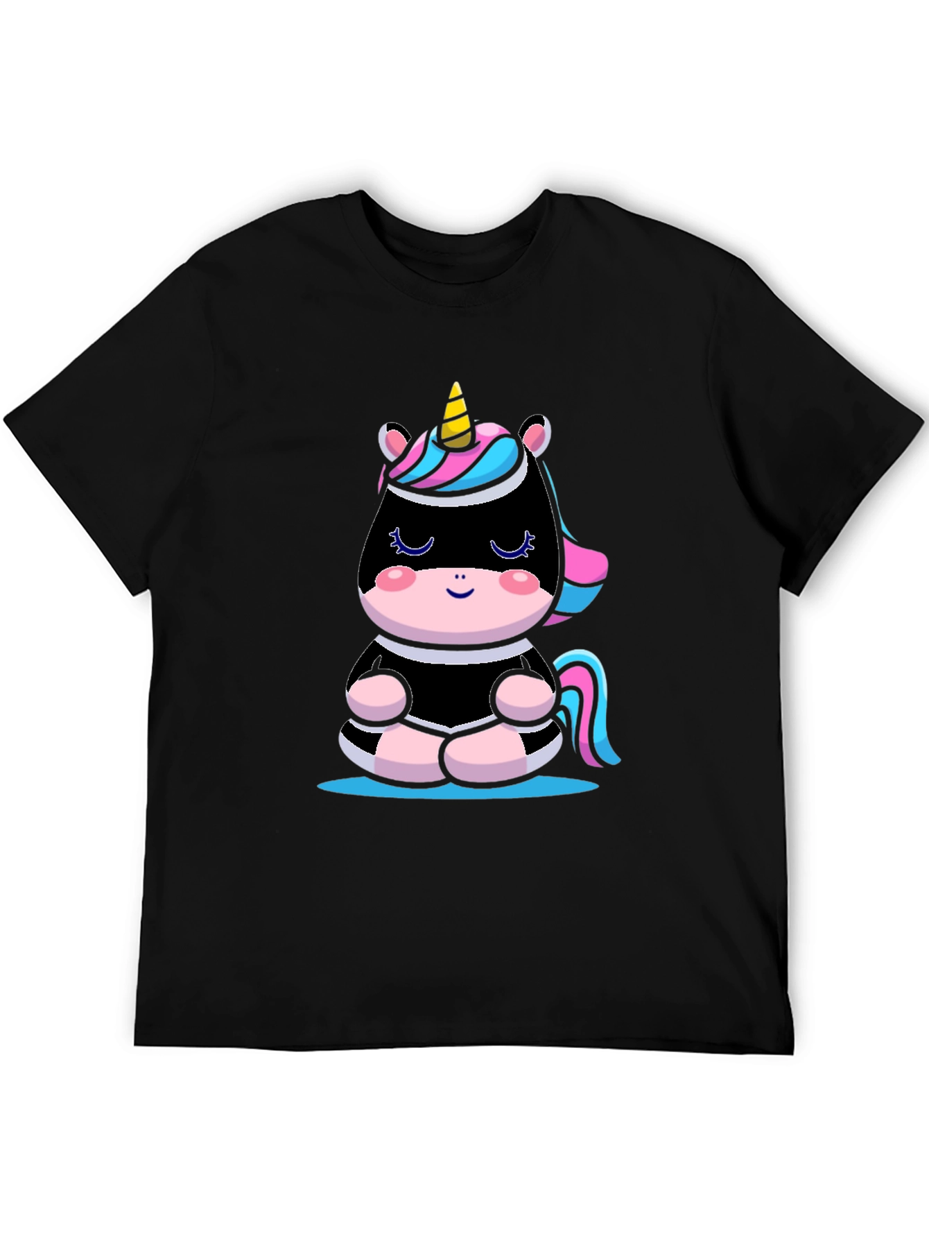 Black Meditating Unicorn T-Shirt - Black view 5