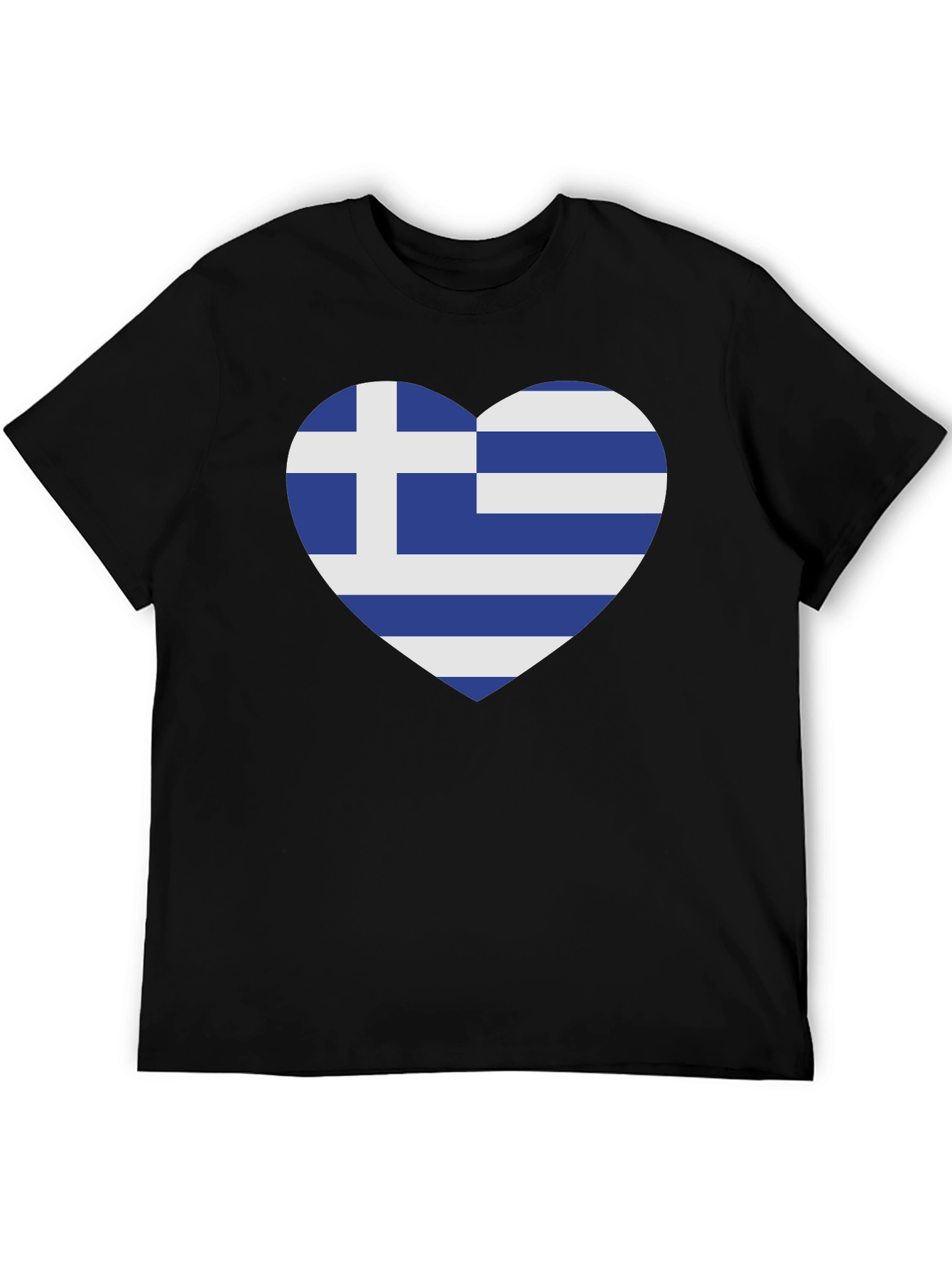 Black Greek Flag Heart T-Shirt - Show Your Love for Greece view 5