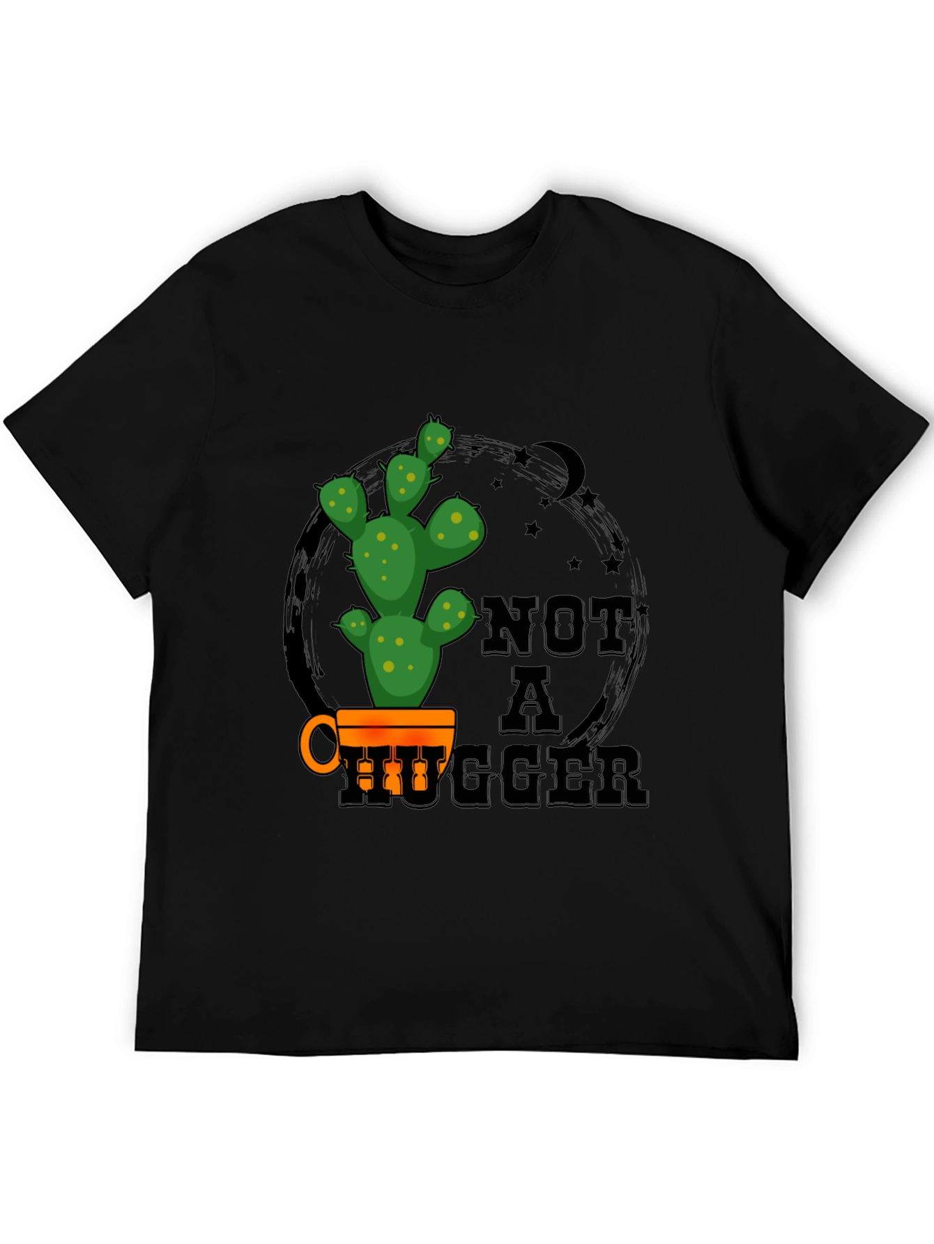 Black Not a Hugger Cactus Graphic Tee view 5