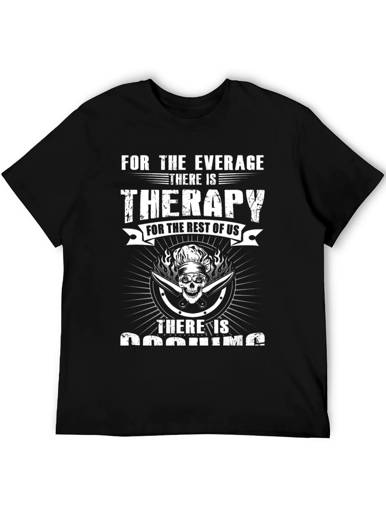 Black Funny Cooking Therapy T-Shirt view 5