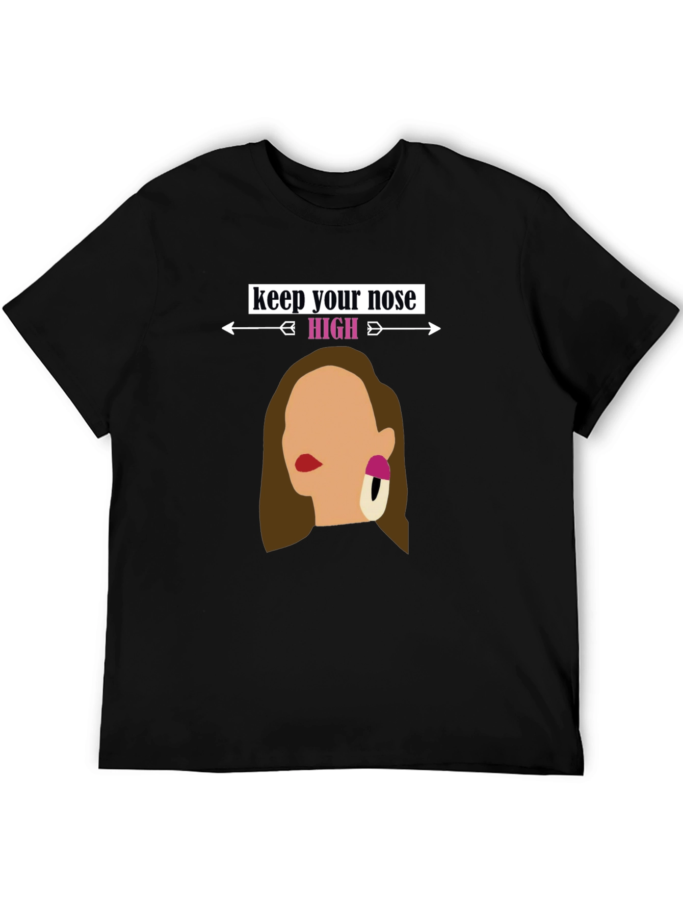 Black Keep Your Nose High Graphic Tee - Stylish Statement Shirt view 5