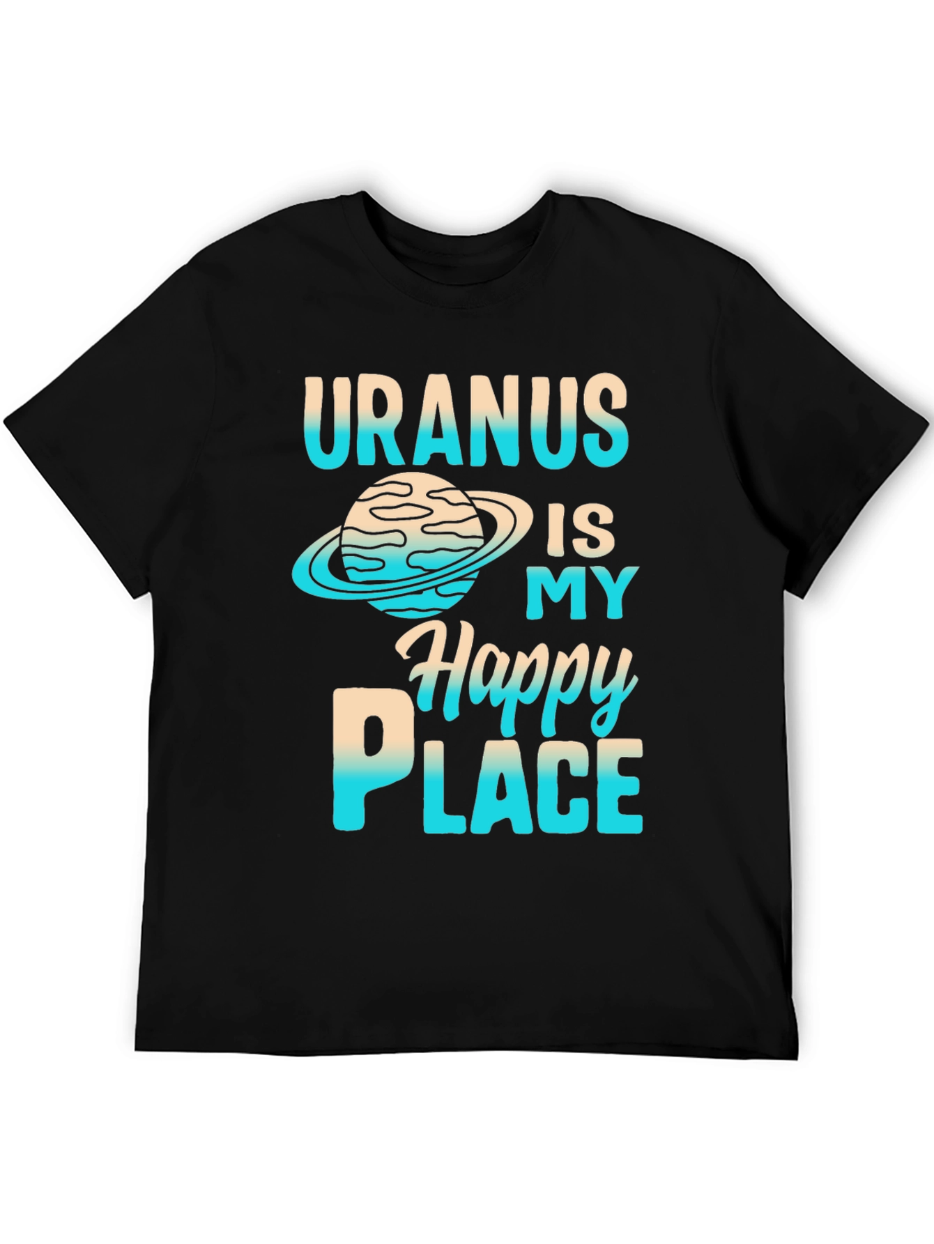 Black Uranus Happy Place Graphic T-Shirt view 5