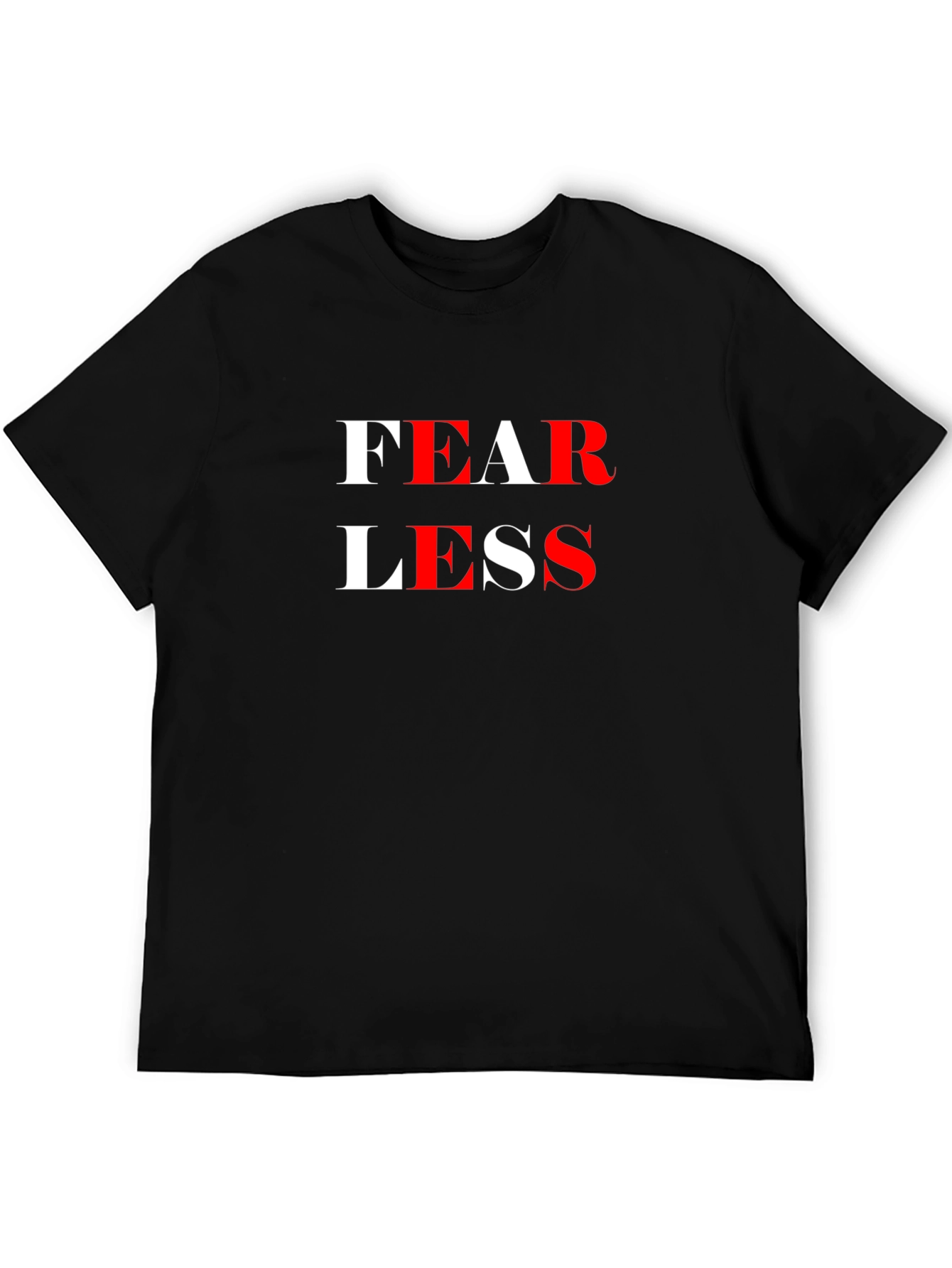 Black Fearless Graphic Print Crew Neck T-Shirt view 5