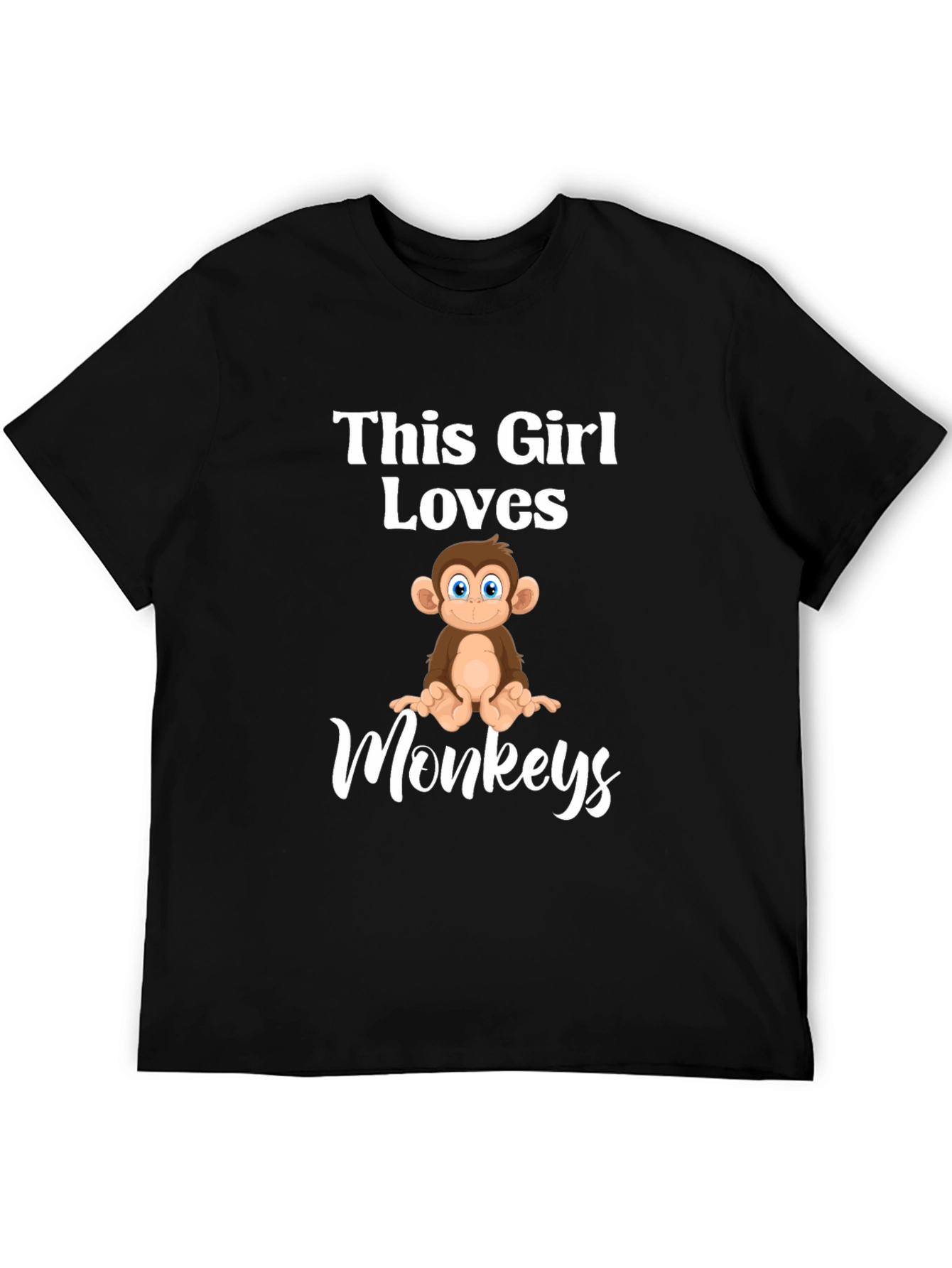 Black This Girl Loves Monkeys T-Shirt Funny Monkey Lover Tee view 5