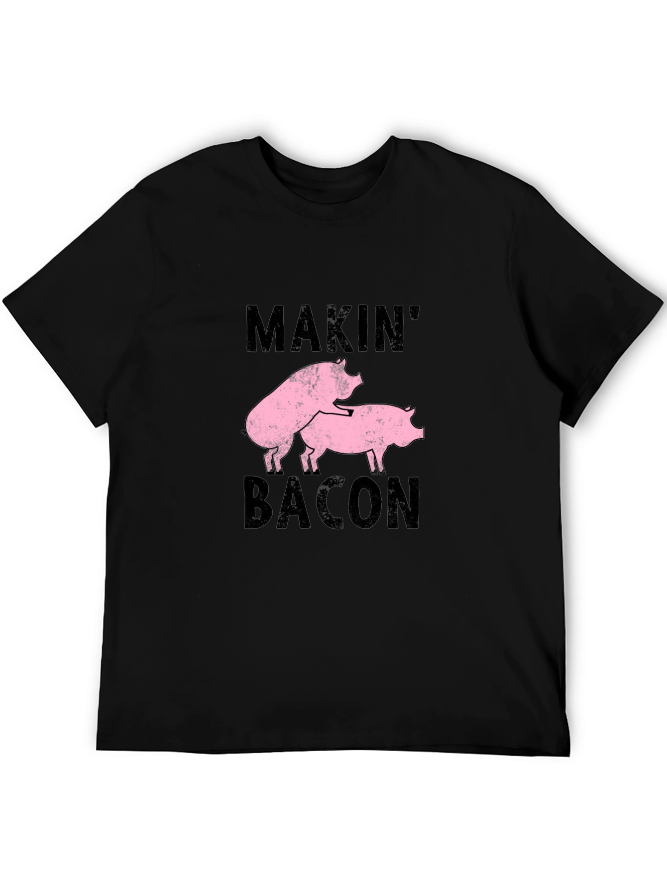 Black Makin' Bacon Graphic Tee - Black Cotton Casual T-Shirt view 5