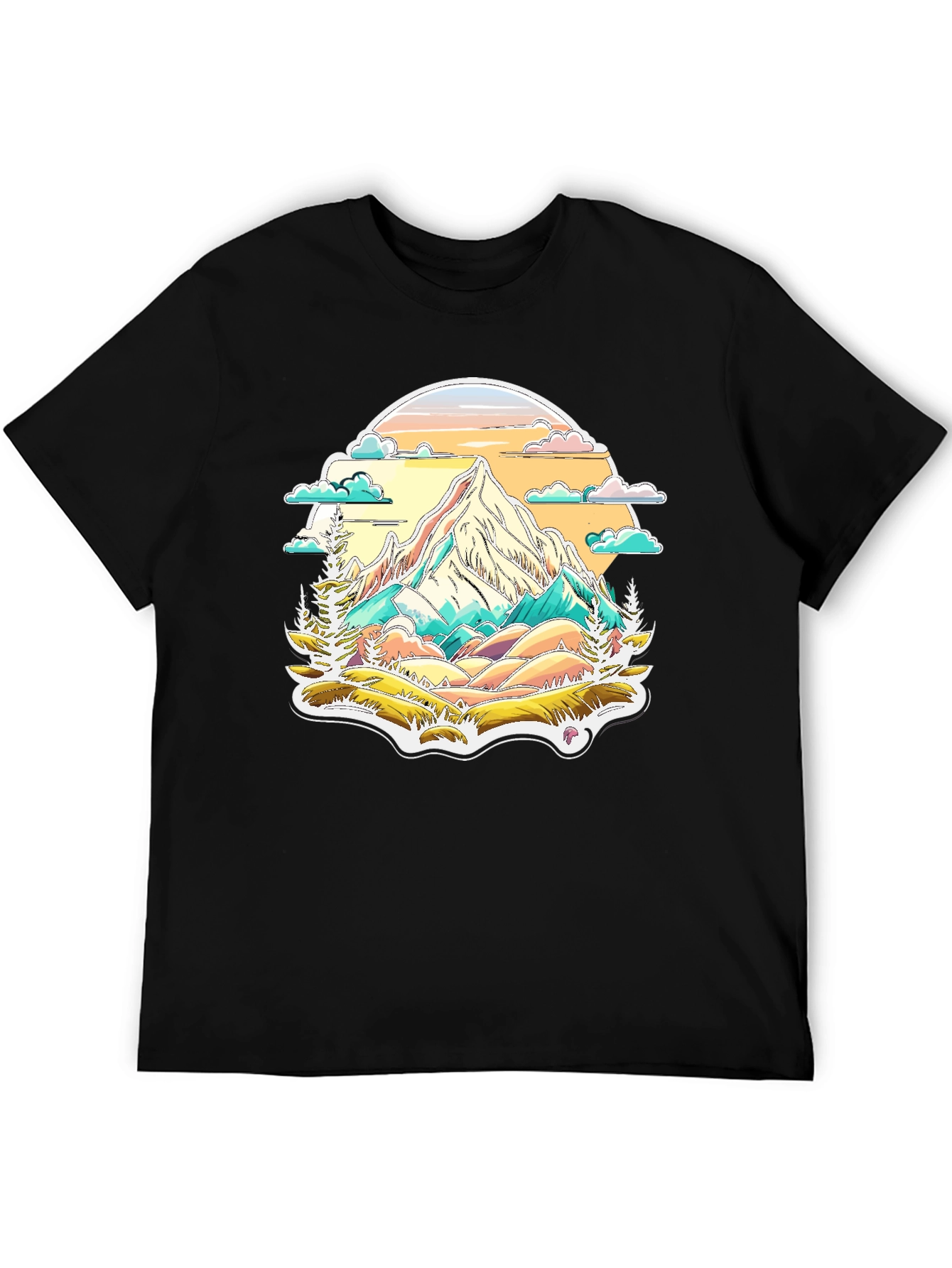 Black Mountain Scene Graphic Tee - Nature Lover's T-Shirt view 5