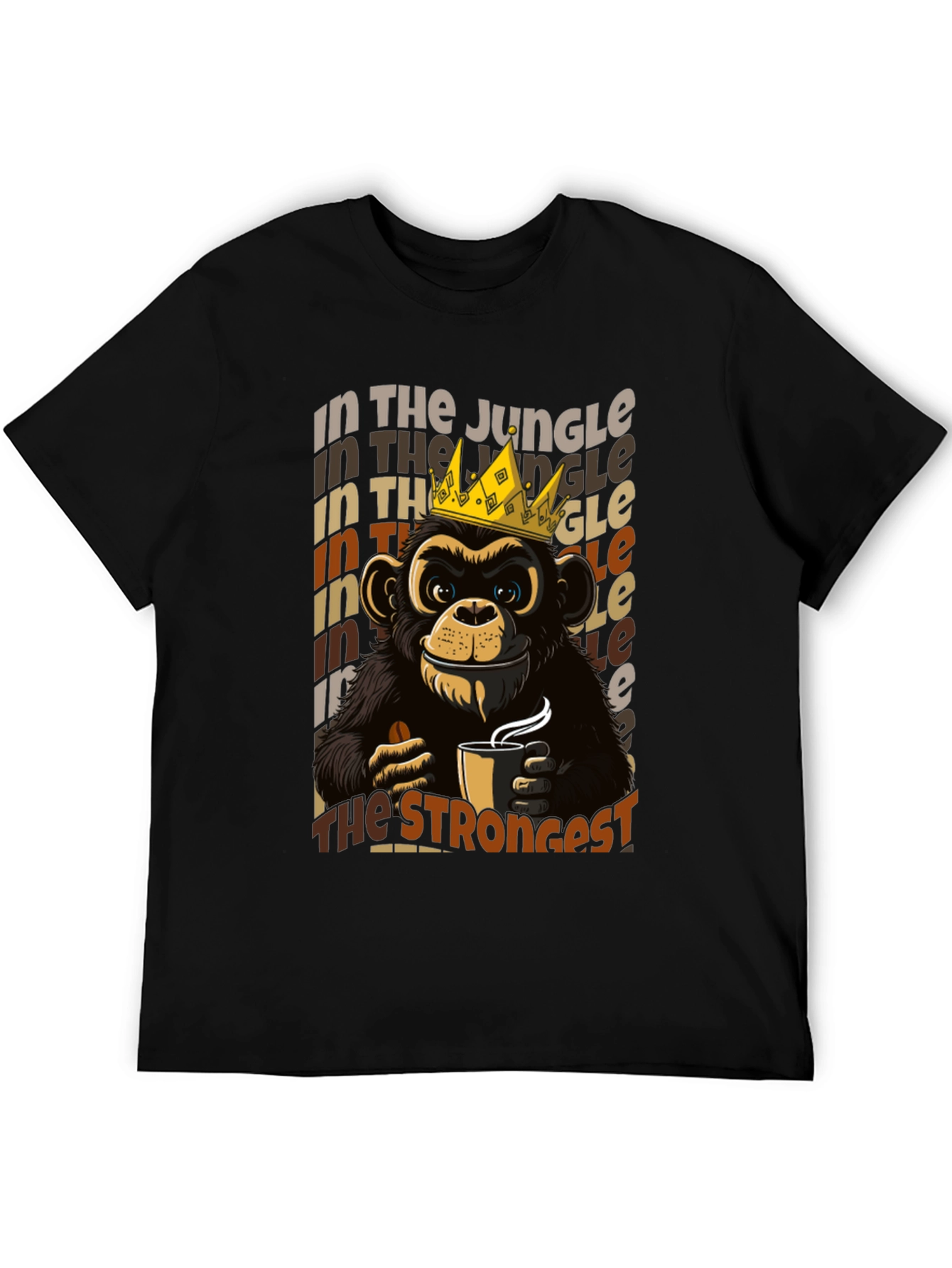 Black King Monkey Coffee T-Shirt - Jungle Strongest view 5
