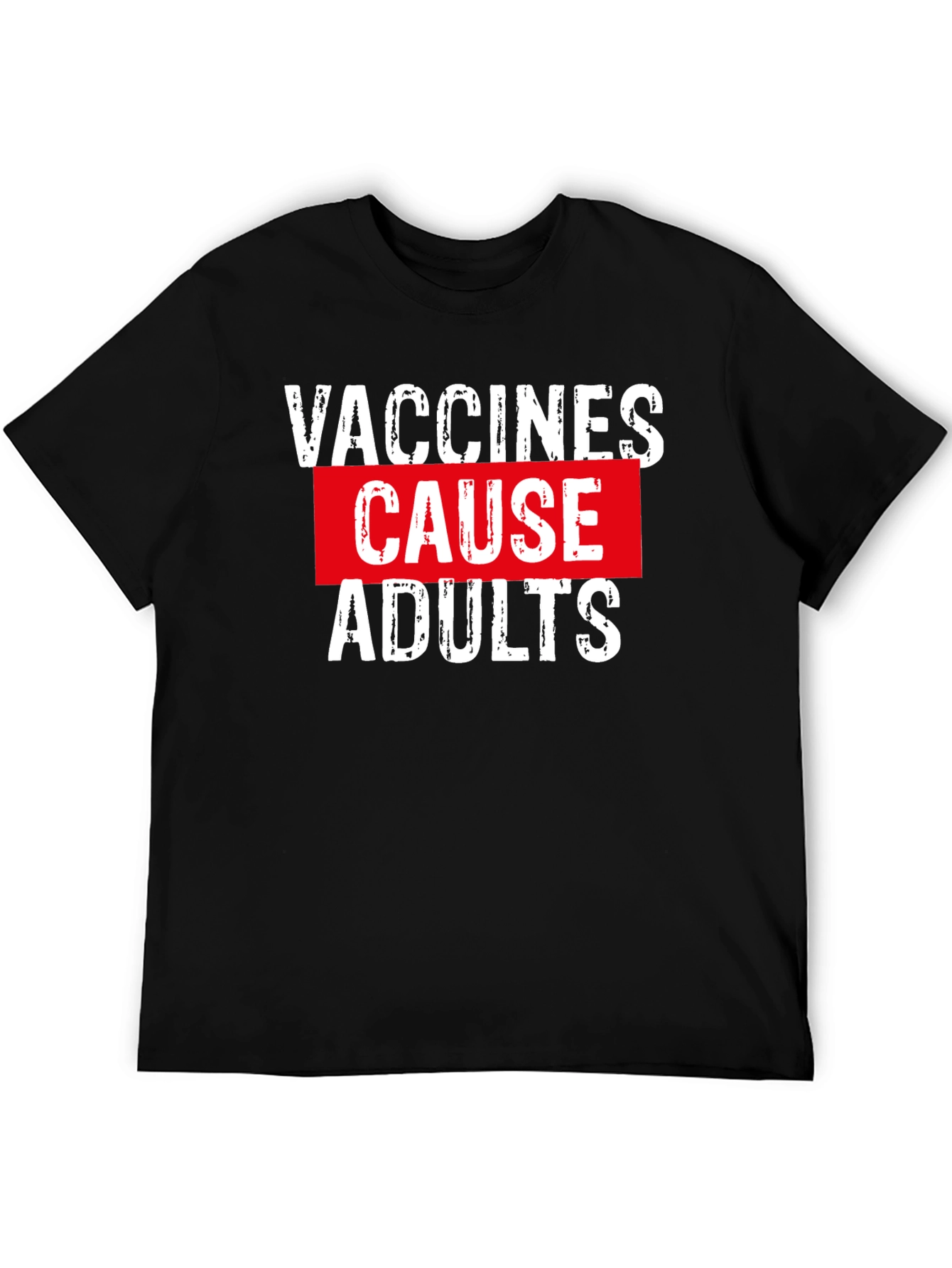 Black Vaccines Cause Adults Graphic Tee - Black view 5