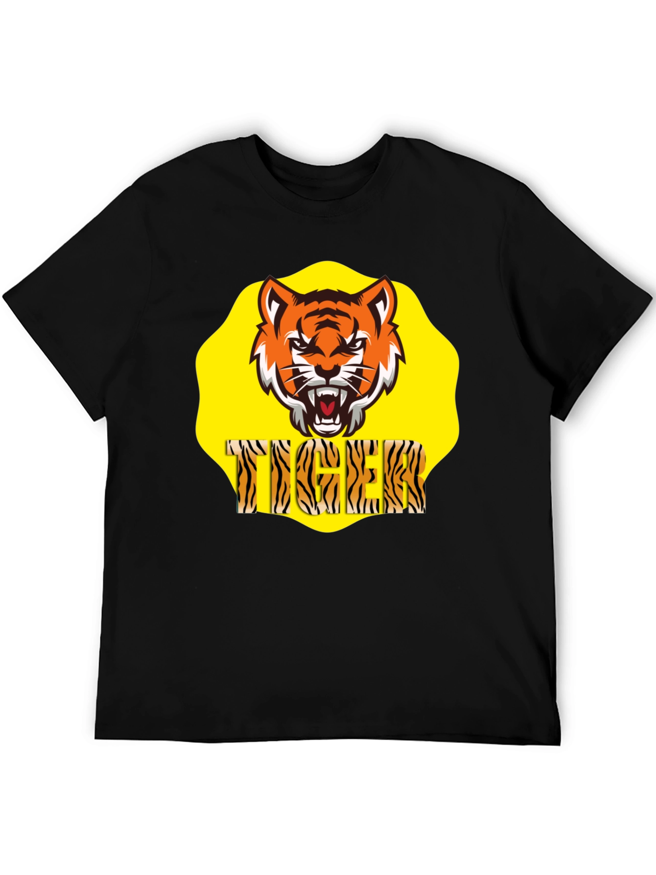Black Tiger Graphic Black T-Shirt view 5