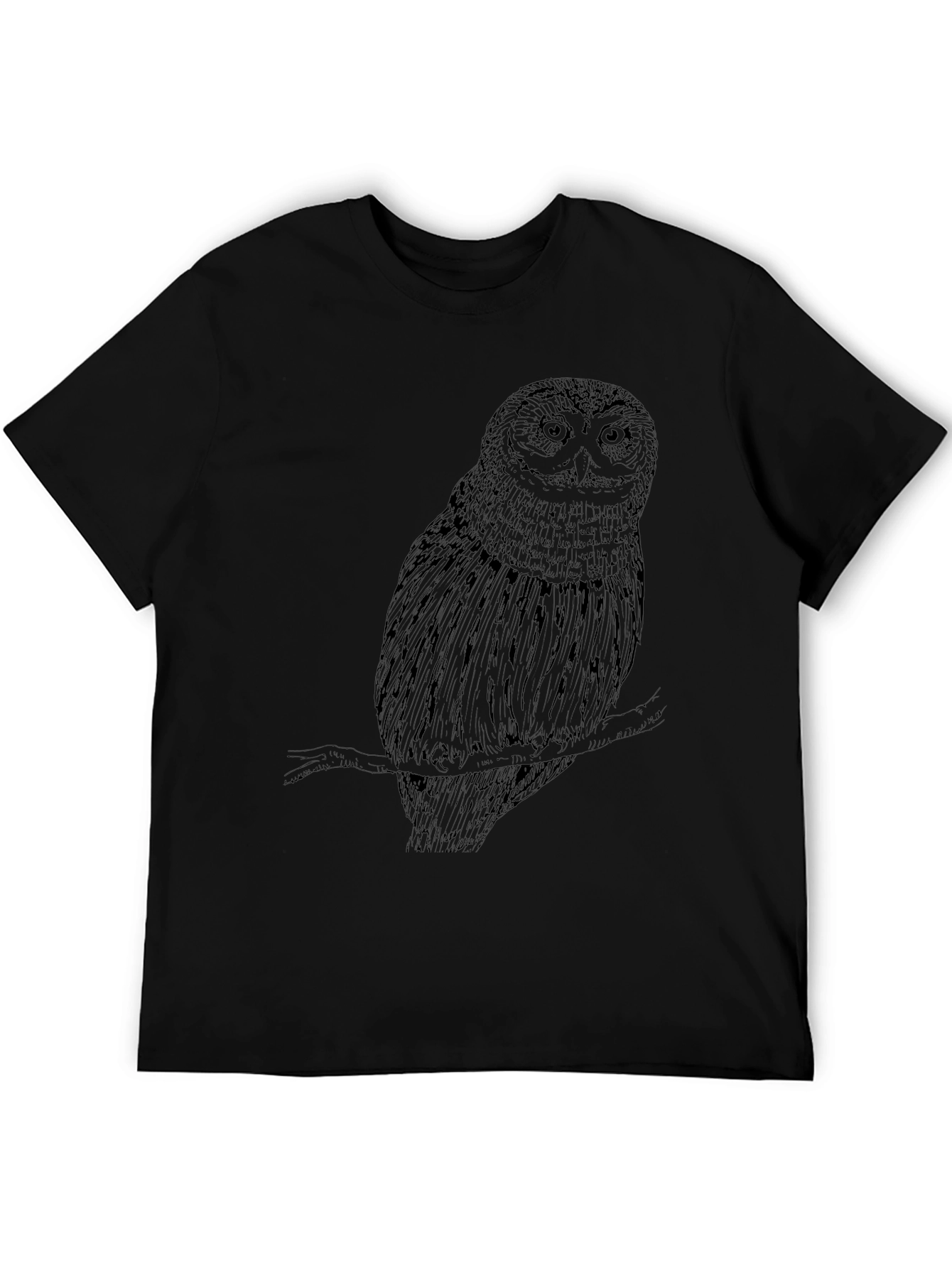Black Men's Black Owl Graphic Tee view 5