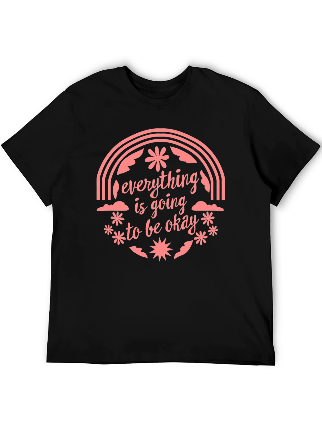 Black Optimistic Graphic Tee: "Everything Is Going To Be Okay" view 5
