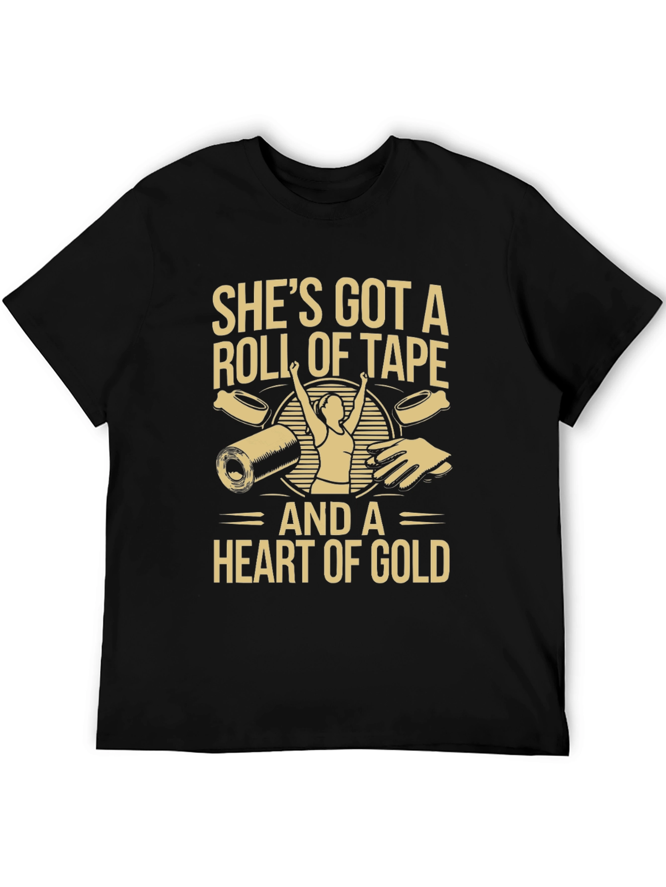 Black Roll of Tape and Heart of Gold Black T-Shirt view 5