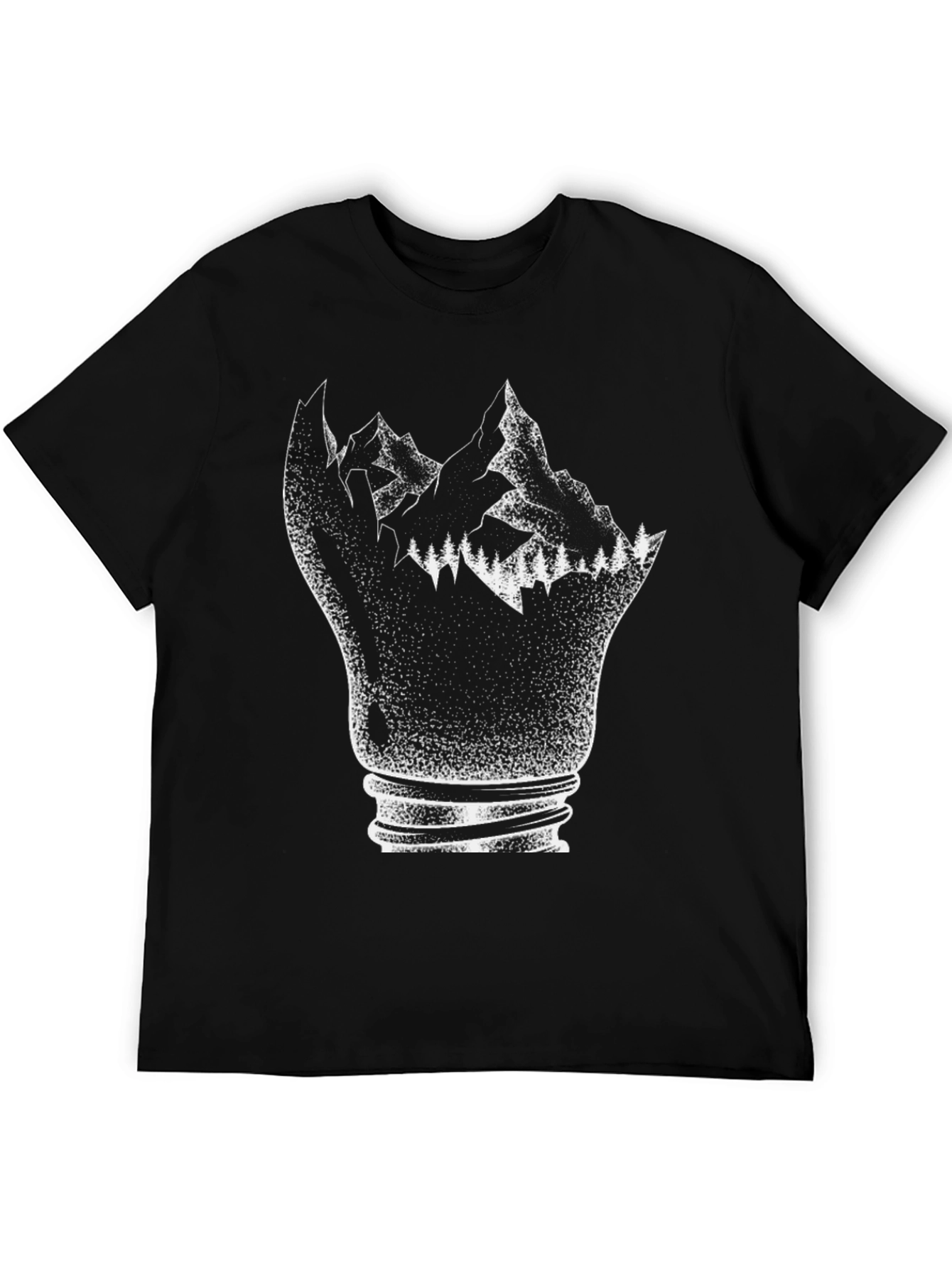 Black Mountainscape Bulb Graphic T-Shirt - Unique Design view 5