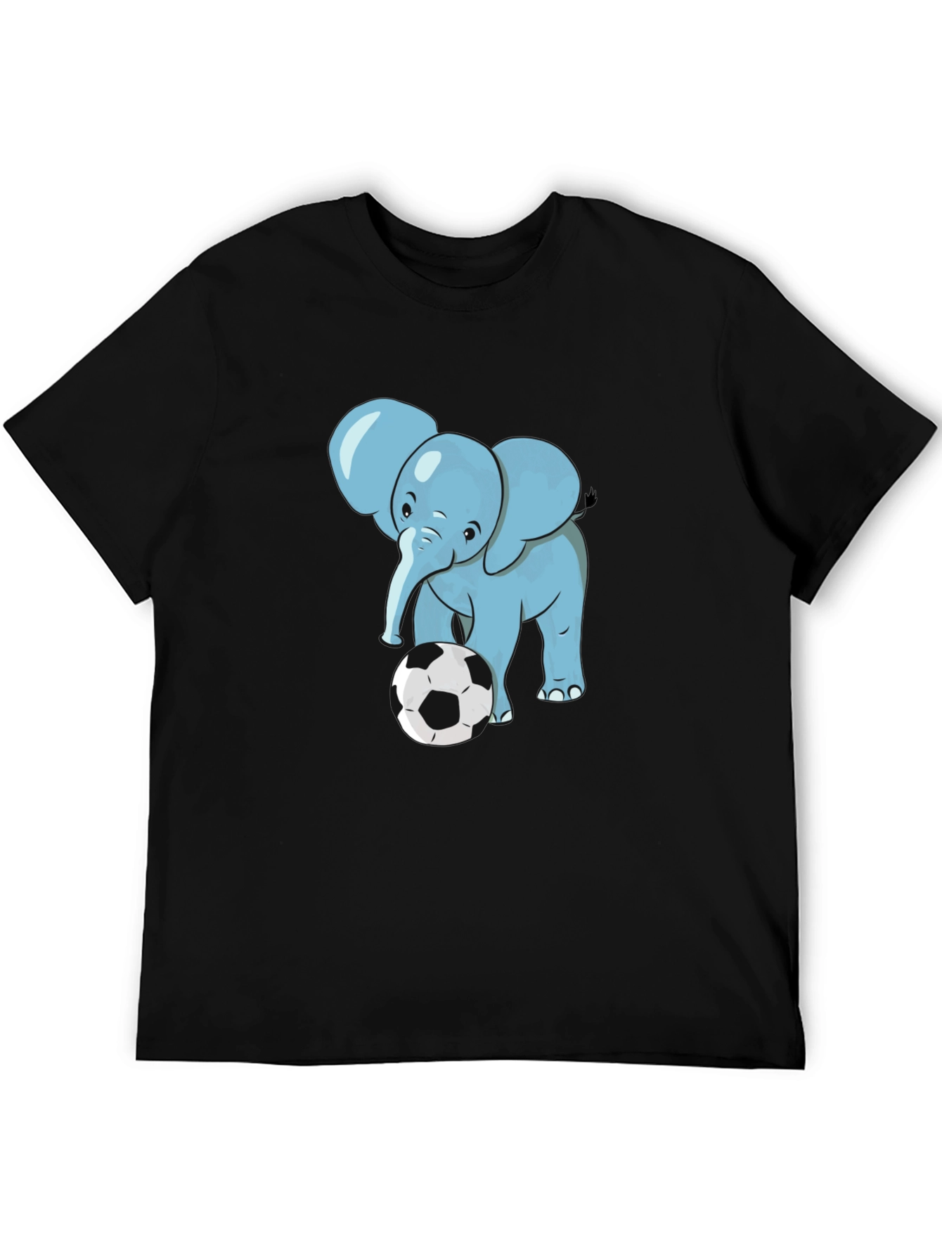 Black Elephant Soccer T-Shirt - Black Cotton Tee view 5