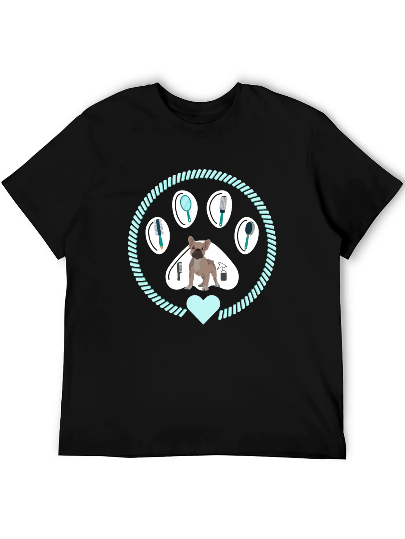 Black Dog Groomer T-Shirt: Paw Print Design view 5