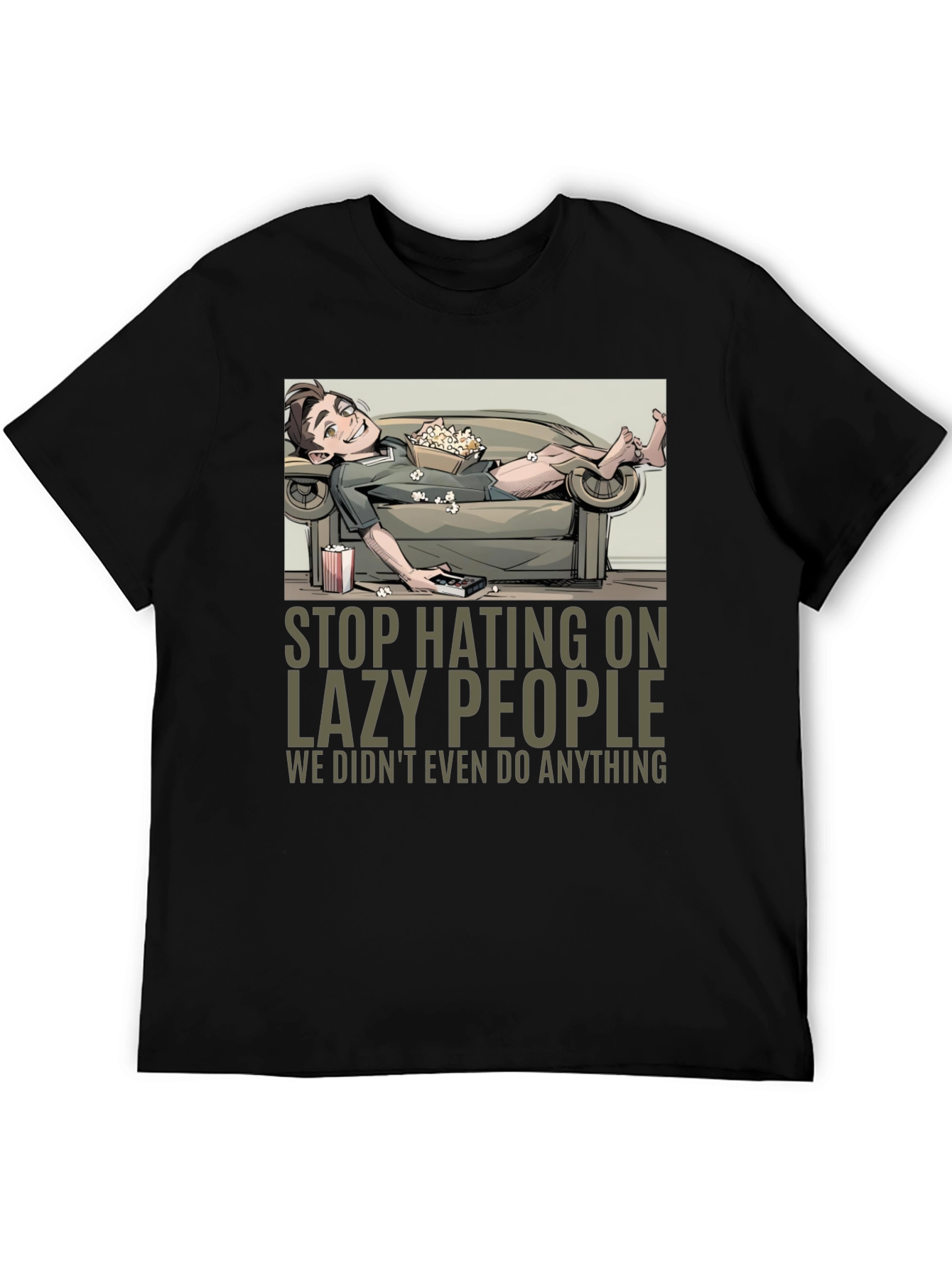 Black Stop Hating Lazy People Graphic Tee view 5