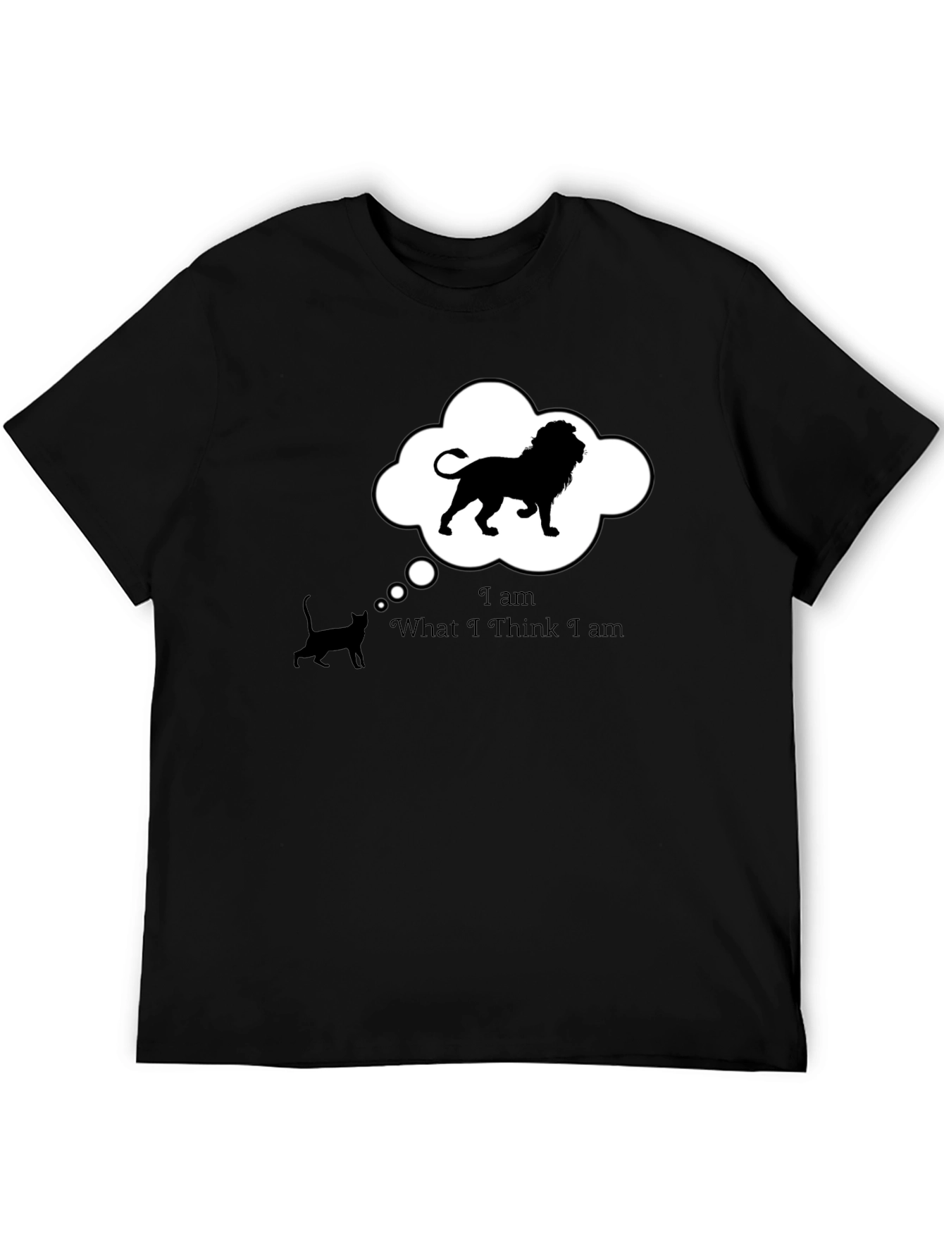 Black Funny 'Lion Inside' Black T-Shirt view 5