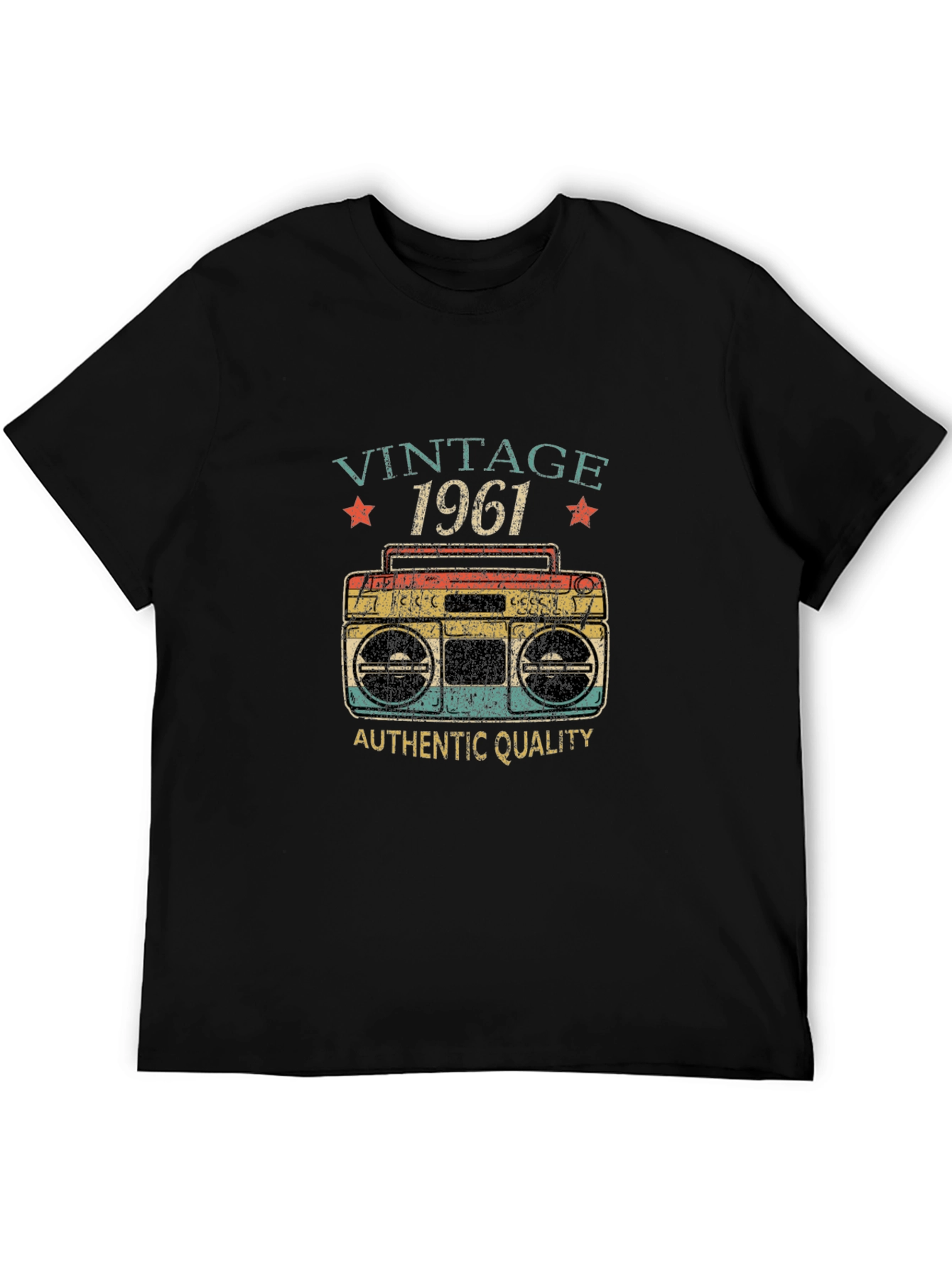 Black Vintage 1961 Retro Boombox Graphic T-Shirt view 5