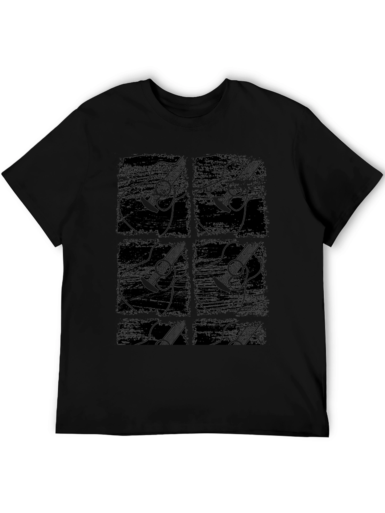 Black Guitar Graphic Print Black T-Shirt view 5