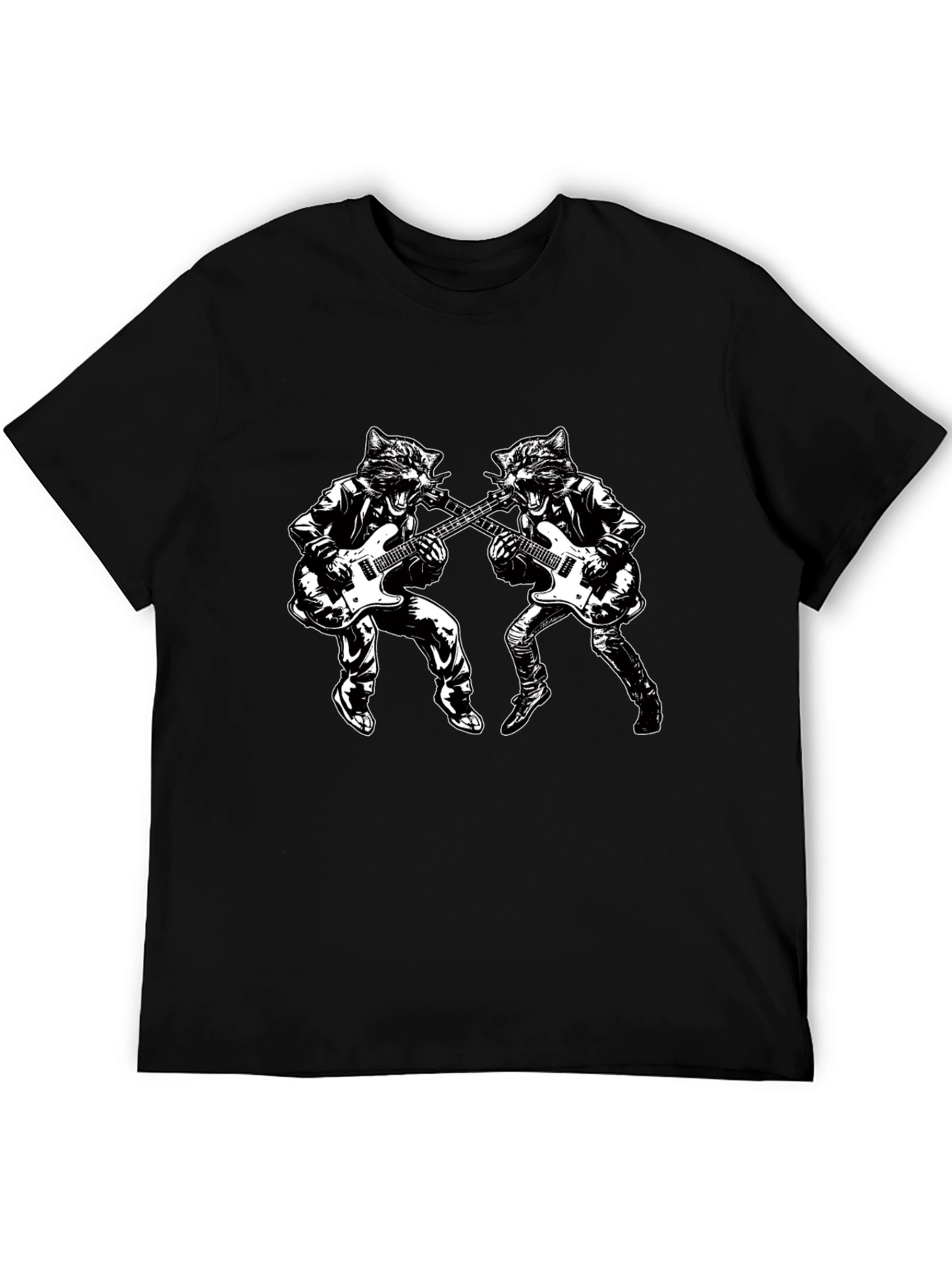 Black Rockin' Cat Band T-Shirt - Unisex Style view 5