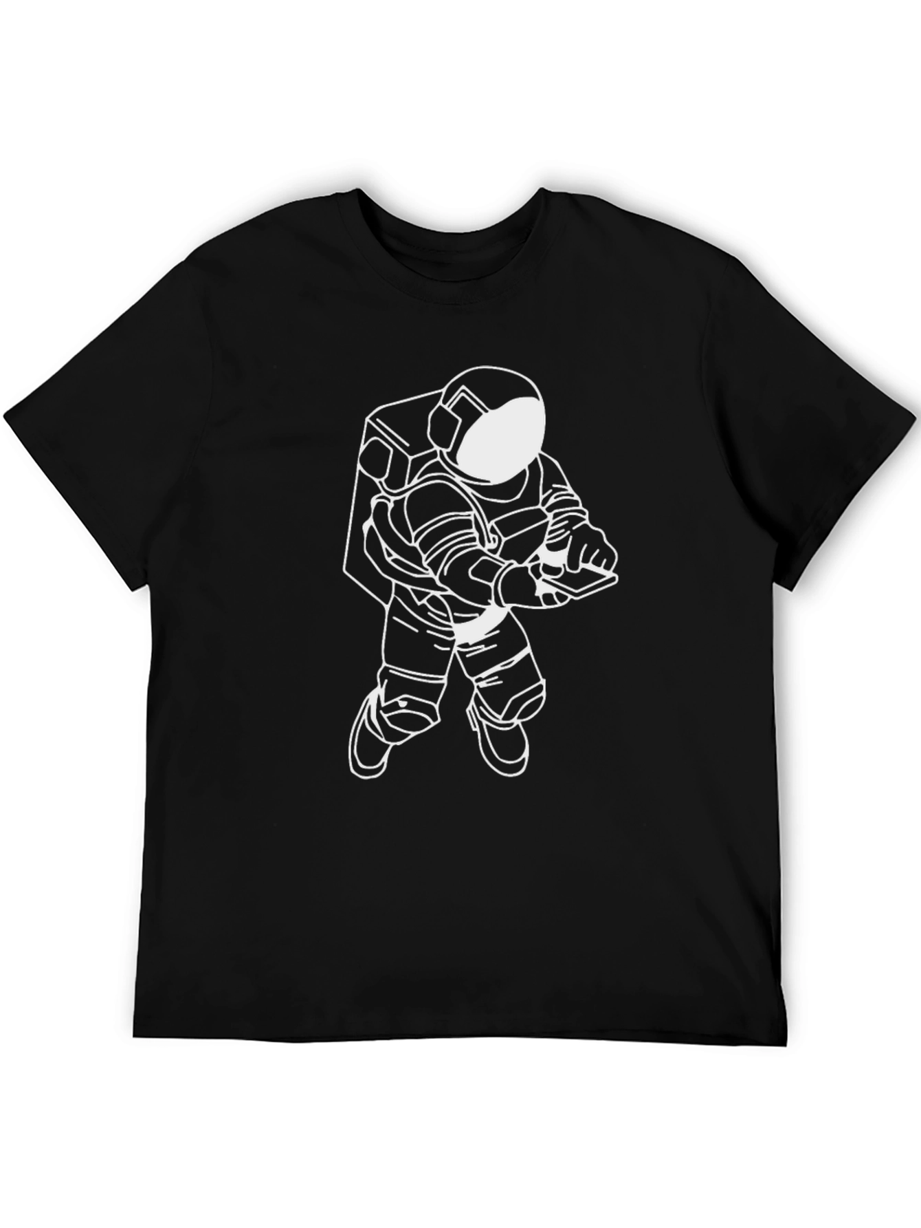 Black Astronaut Graphic T-Shirt - Black Crew Neck Tee view 5
