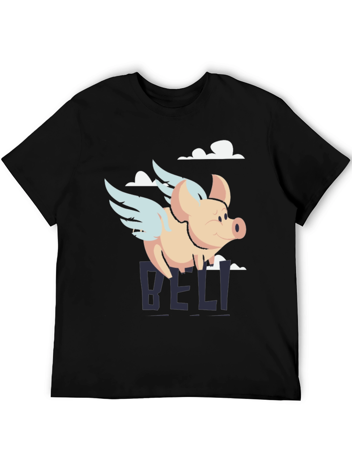 Black Flying Pig Graphic Tee - Men's Black T-Shirt view 5