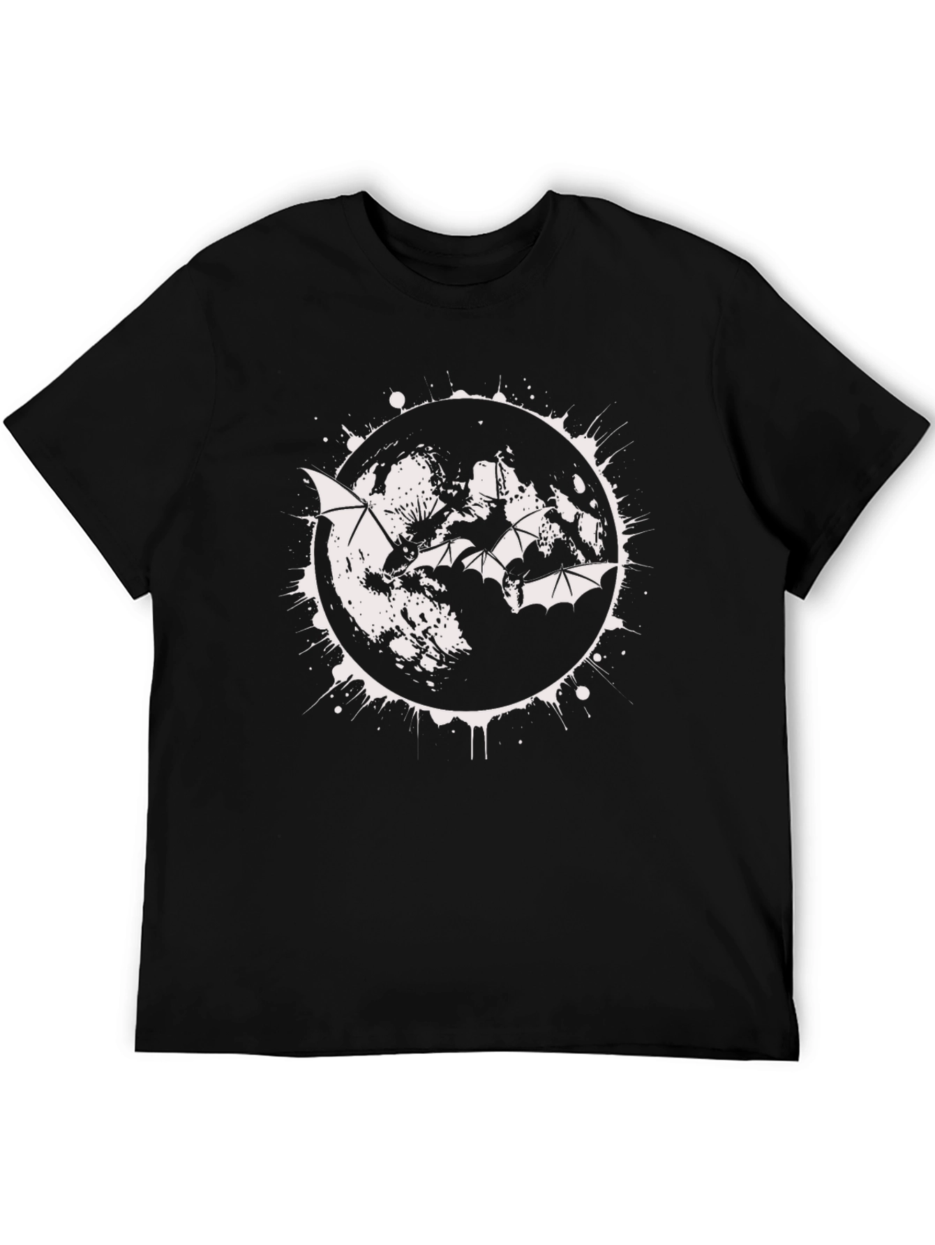 Black Bat Moon Men's Graphic Tee - Black view 5