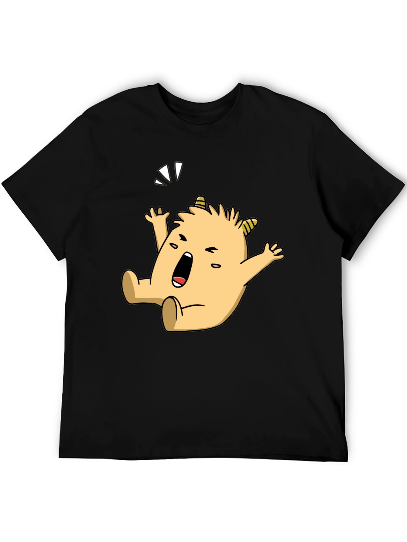 Black Monster Cartoon Graphic Black T-Shirt view 5